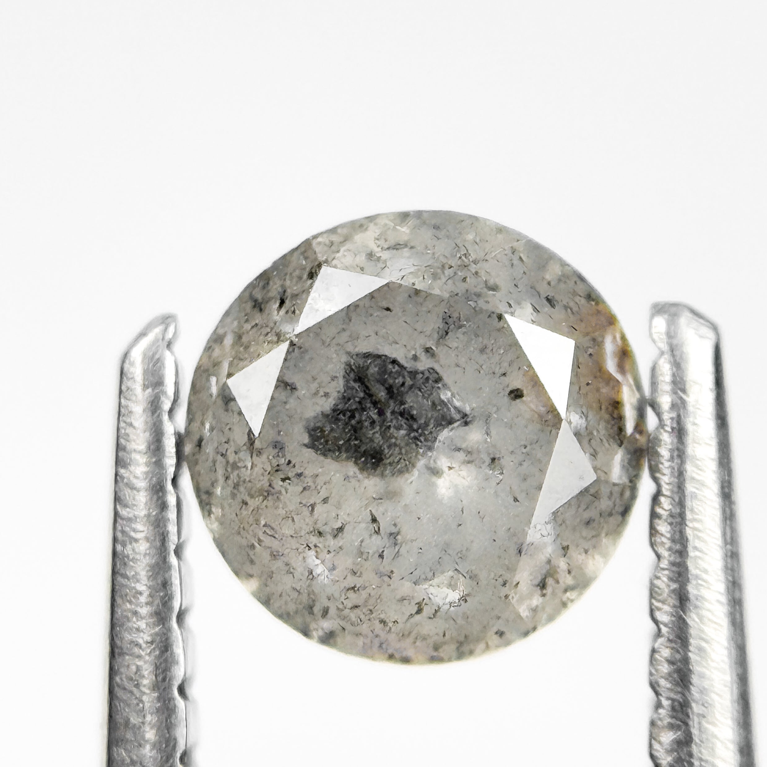 0.80 Ct Round Brilliant Cut Grey Natural Salt and Pepper Diamond