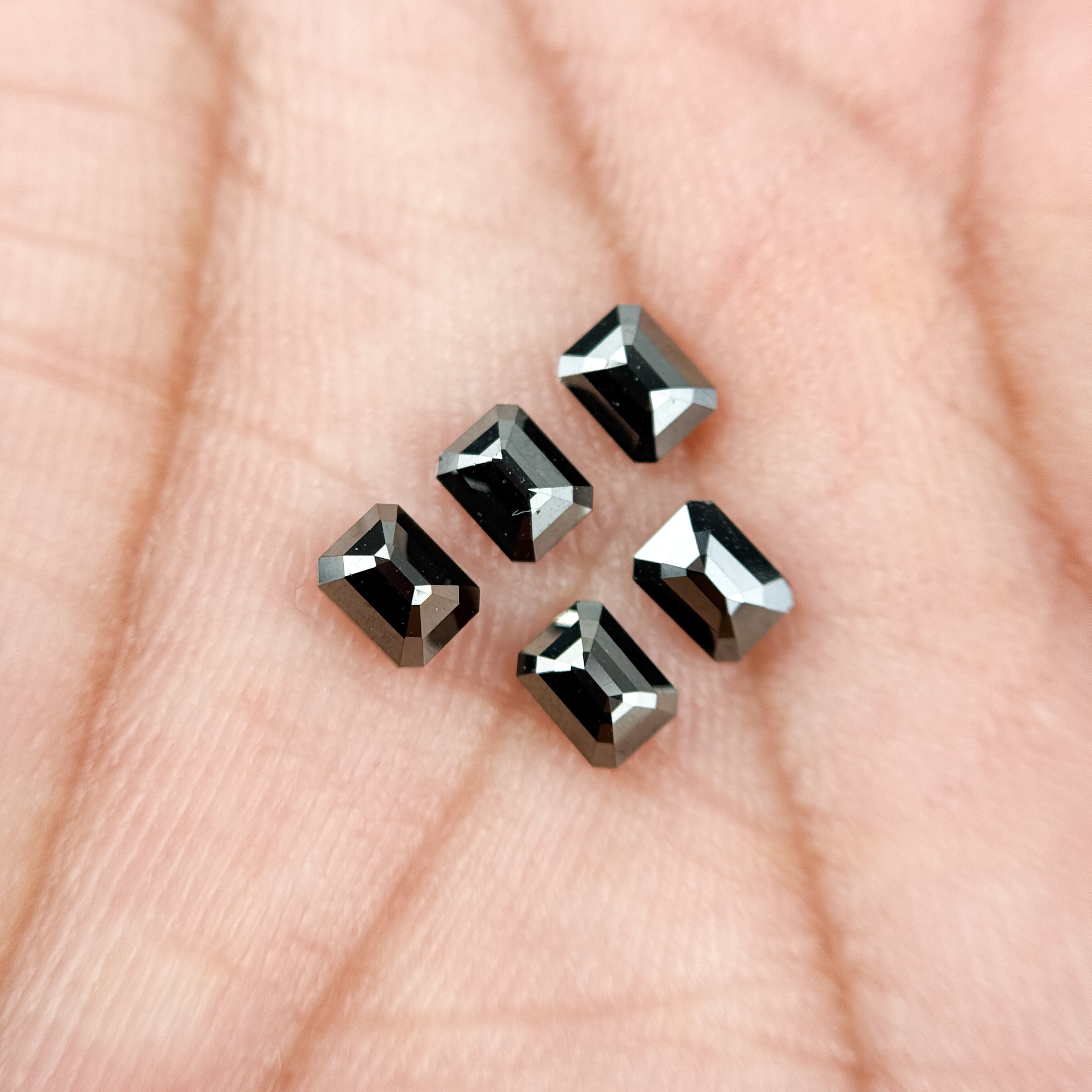 4 X 3 MM Emerald Rose Cut Black Natural Fancy Diamond