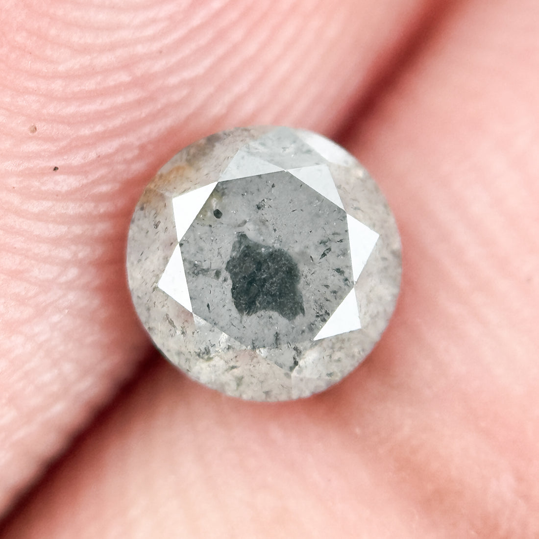 0.80 Ct Round Brilliant Cut Grey Natural Salt and Pepper Diamond