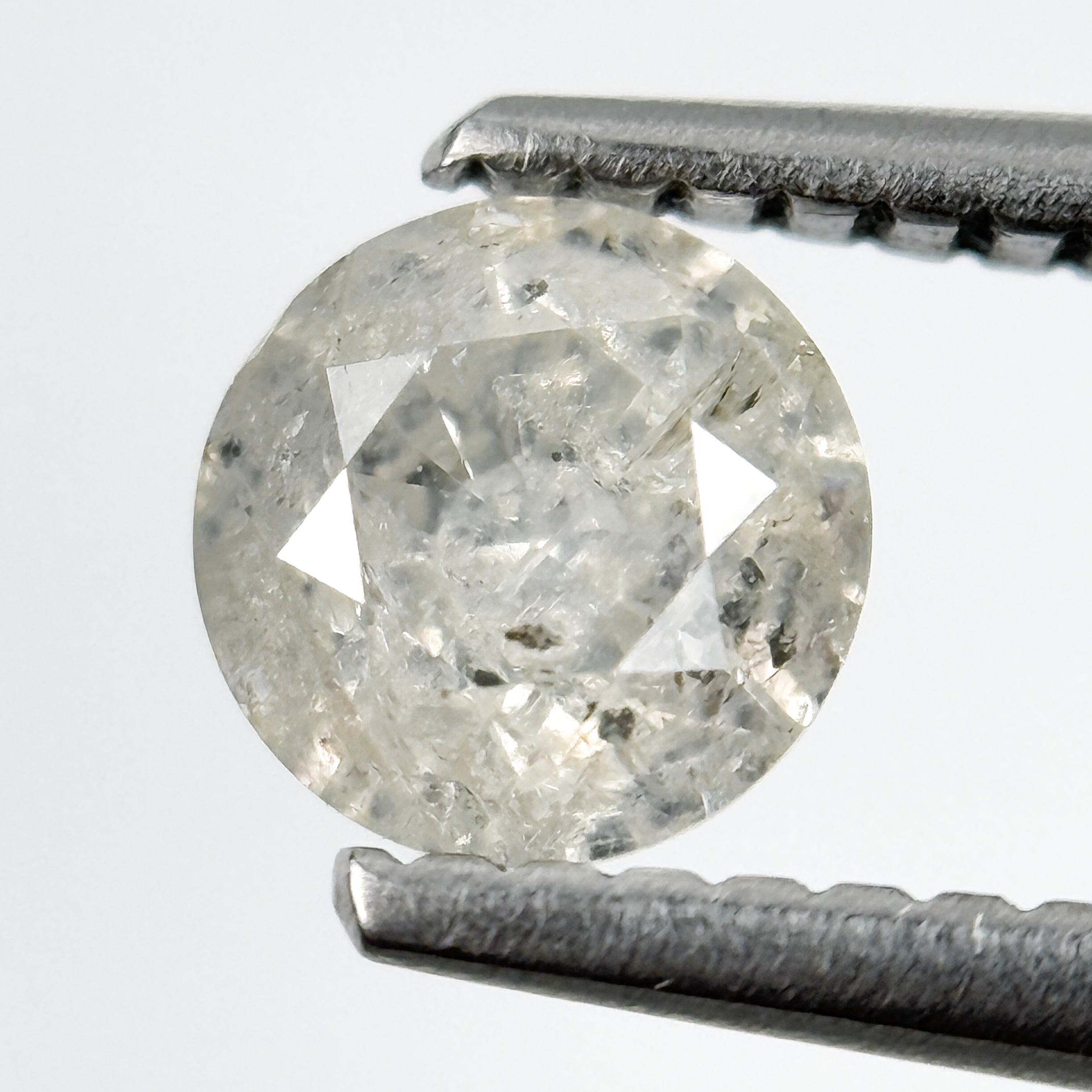 0.77 Ct Round Brilliant Cut Grey Natural Salt and Pepper Diamond