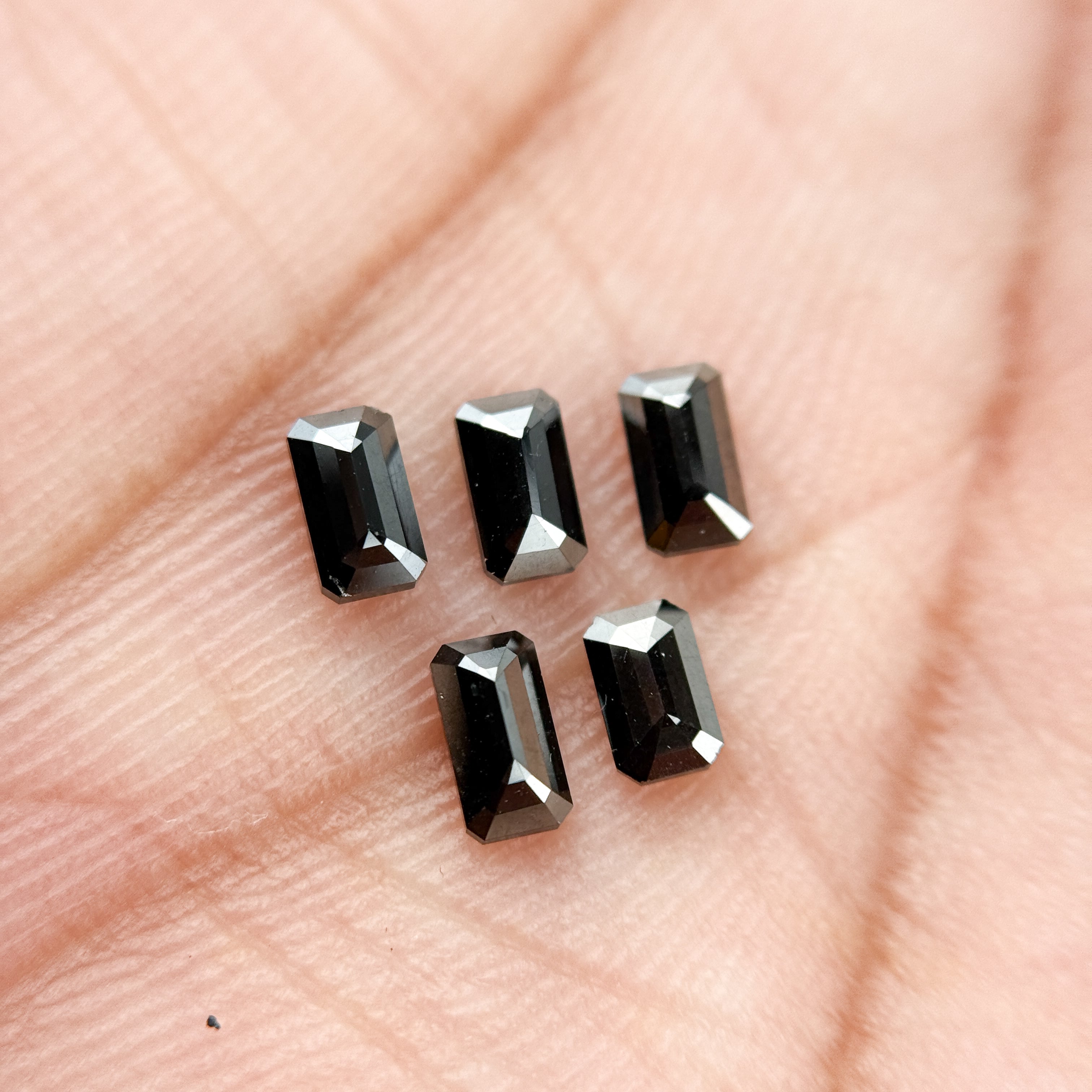 4.5 MM Emerald Rose Cut Black Natural Fancy Diamond