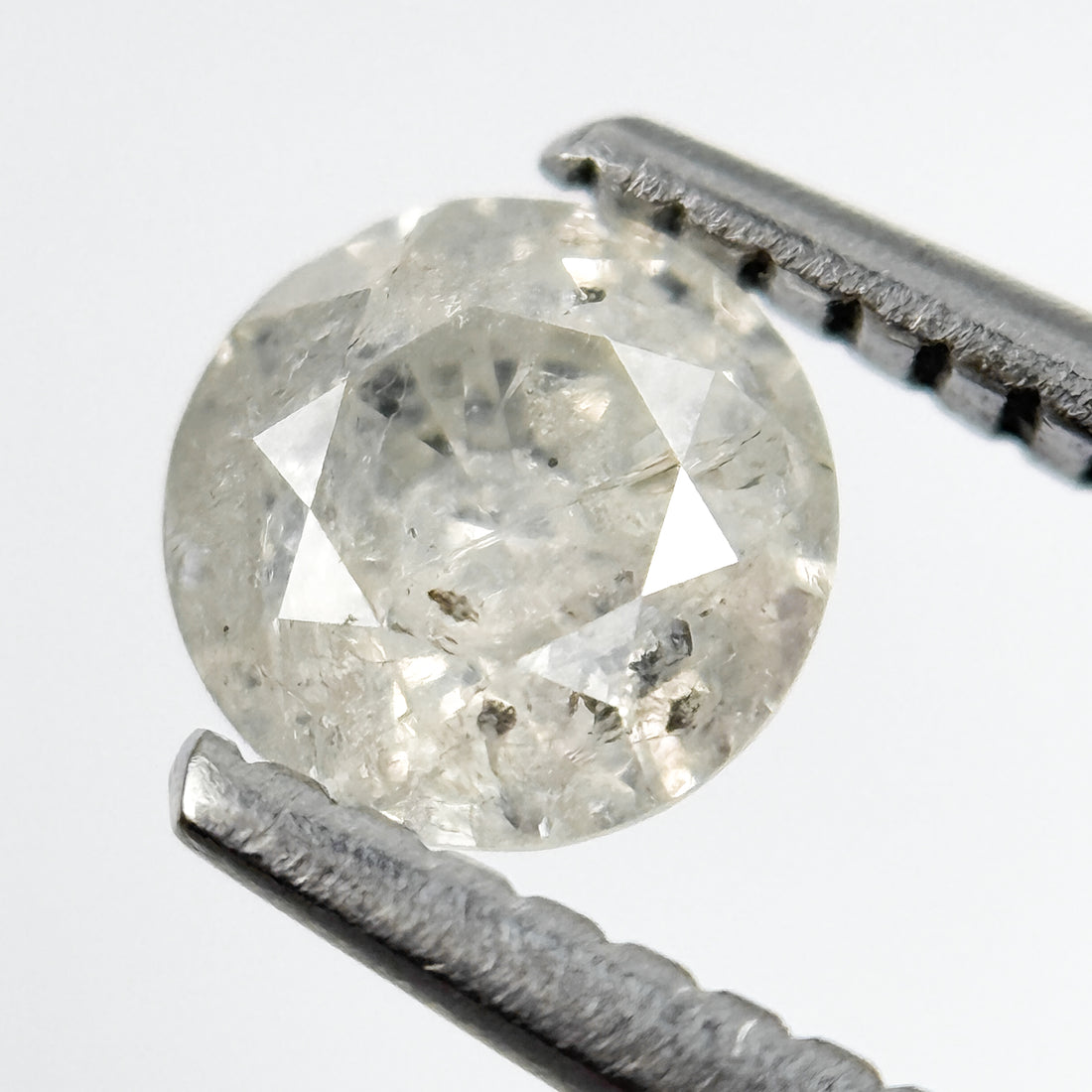 0.77 Ct Round Brilliant Cut Grey Natural Salt and Pepper Diamond