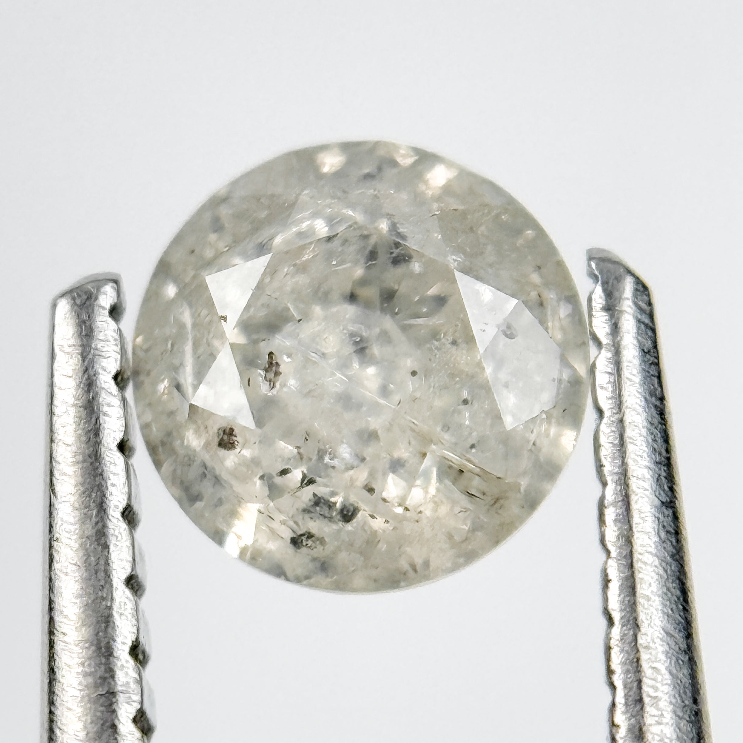 0.77 Ct Round Brilliant Cut Grey Natural Salt and Pepper Diamond