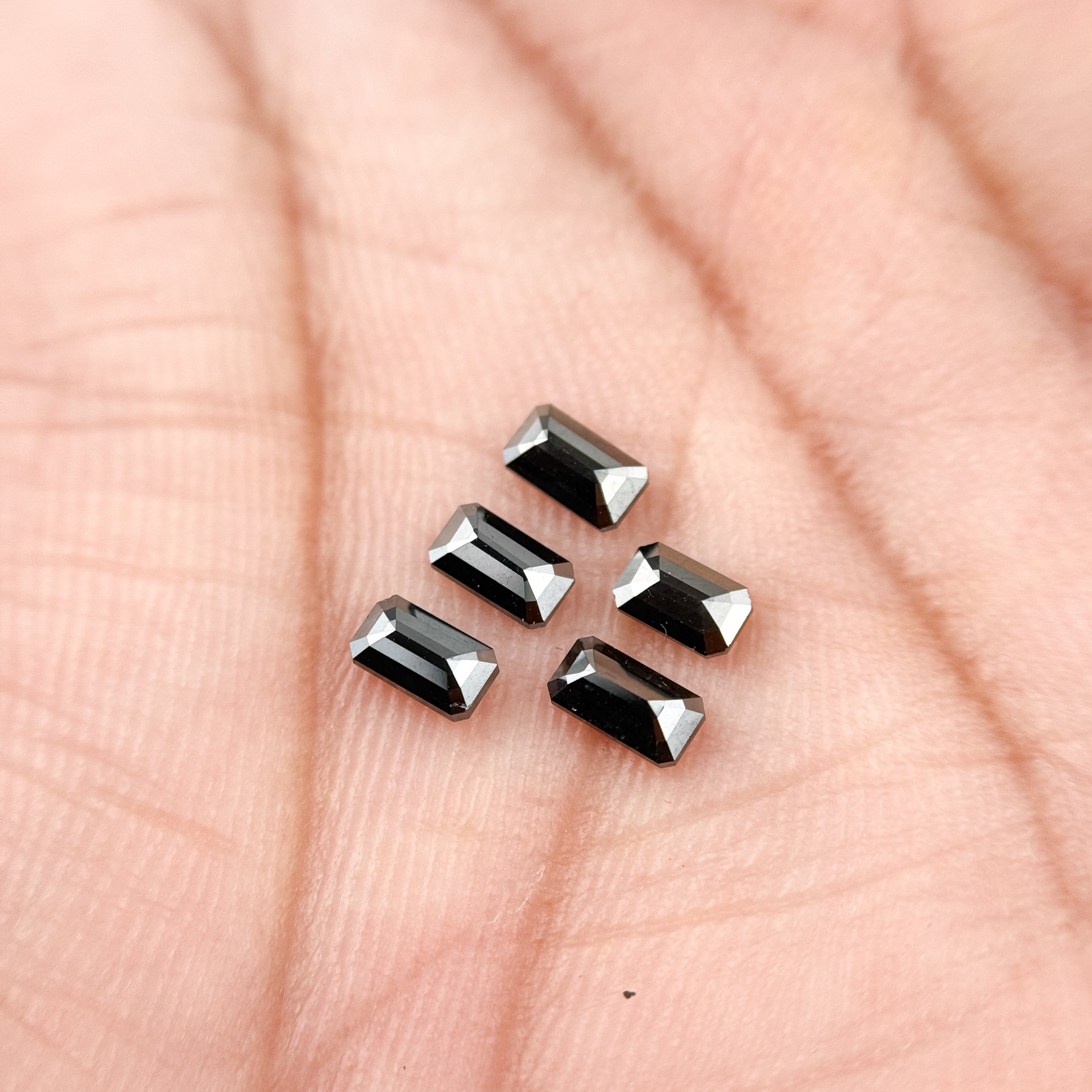 4.5 MM Emerald Rose Cut Black Natural Fancy Diamond