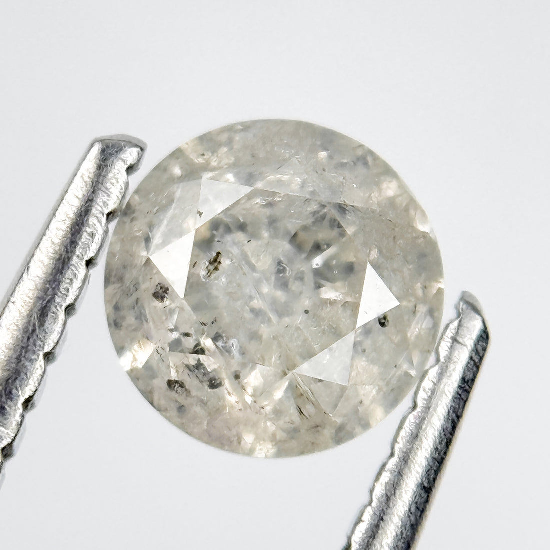 0.77 Ct Round Brilliant Cut Grey Natural Salt and Pepper Diamond