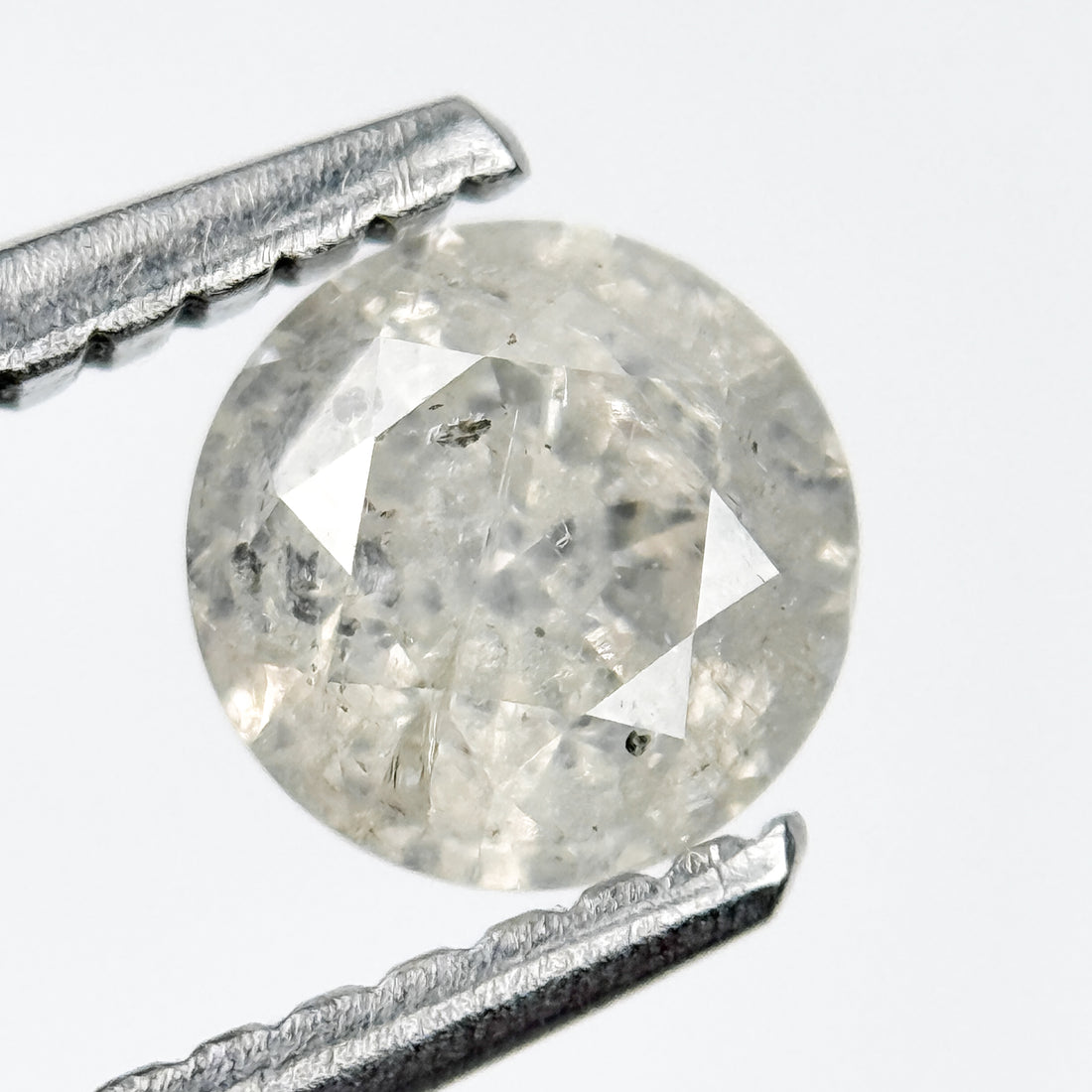 0.77 Ct Round Brilliant Cut Grey Natural Salt and Pepper Diamond