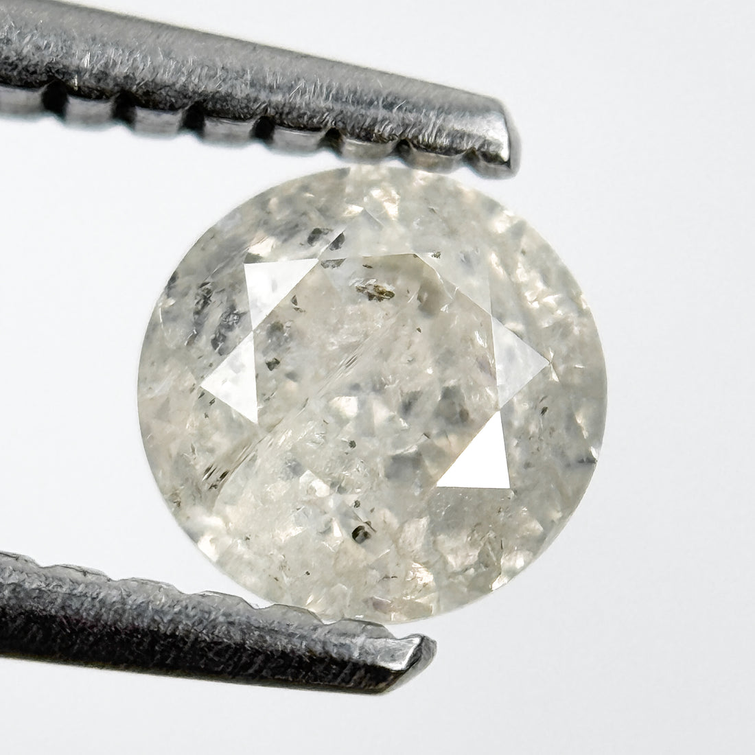 0.77 Ct Round Brilliant Cut Grey Natural Salt and Pepper Diamond