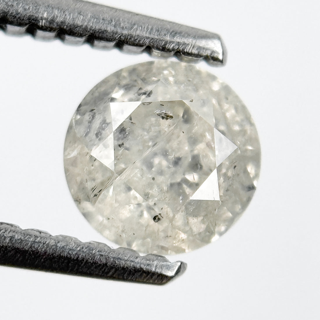 0.77 Ct Round Brilliant Cut Grey Natural Salt and Pepper Diamond