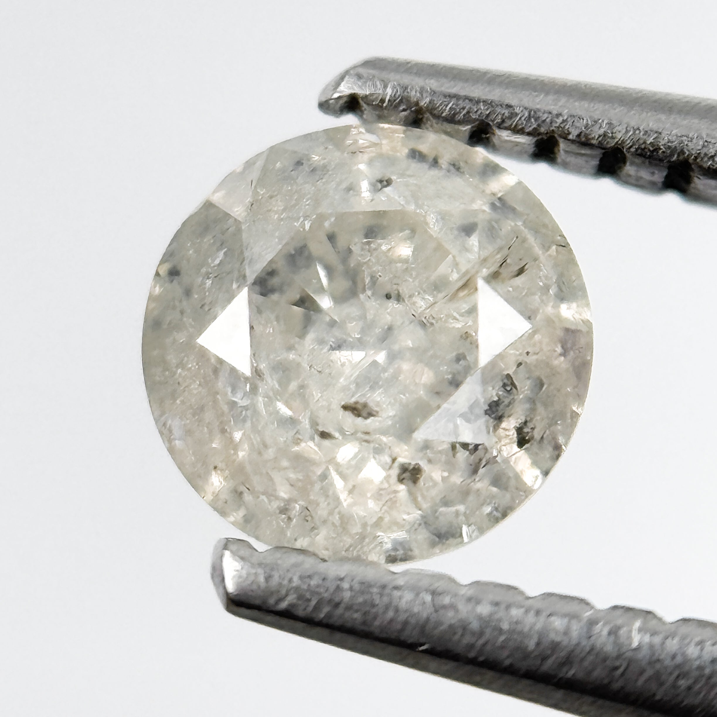 0.77 Ct Round Brilliant Cut Grey Natural Salt and Pepper Diamond