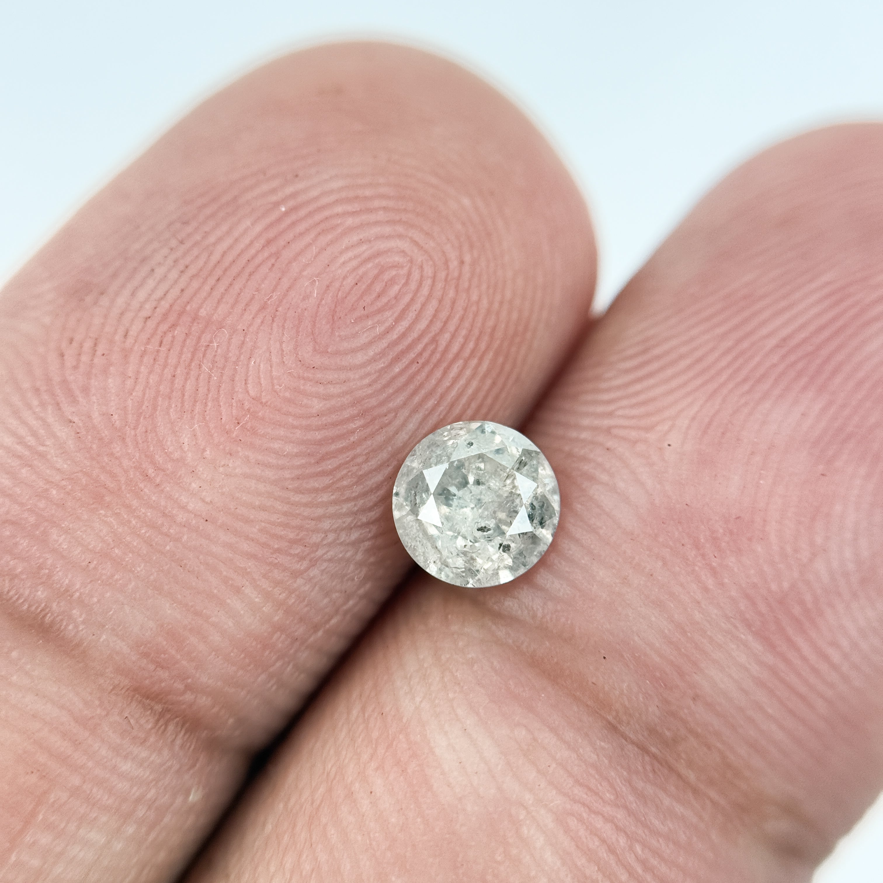 0.77 Ct Round Brilliant Cut Grey Natural Salt and Pepper Diamond