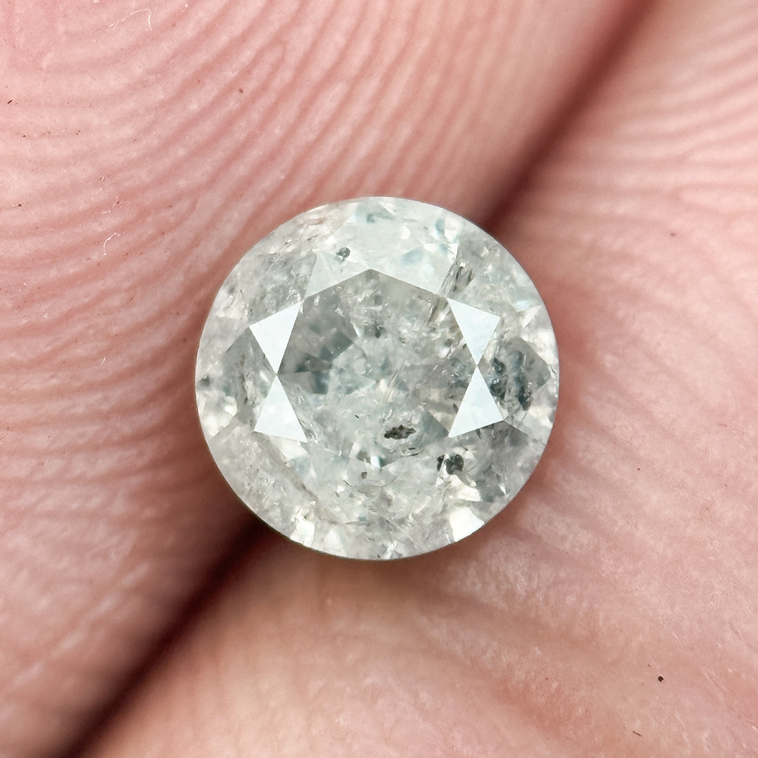 0.77 Ct Round Brilliant Cut Grey Natural Salt and Pepper Diamond