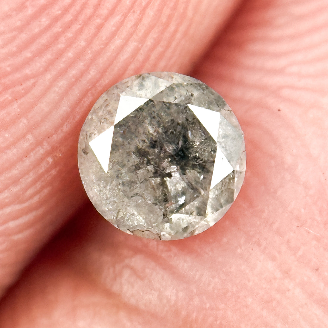 0.39 Ct Round Brilliant Cut Grey Natural Salt and Pepper Diamond