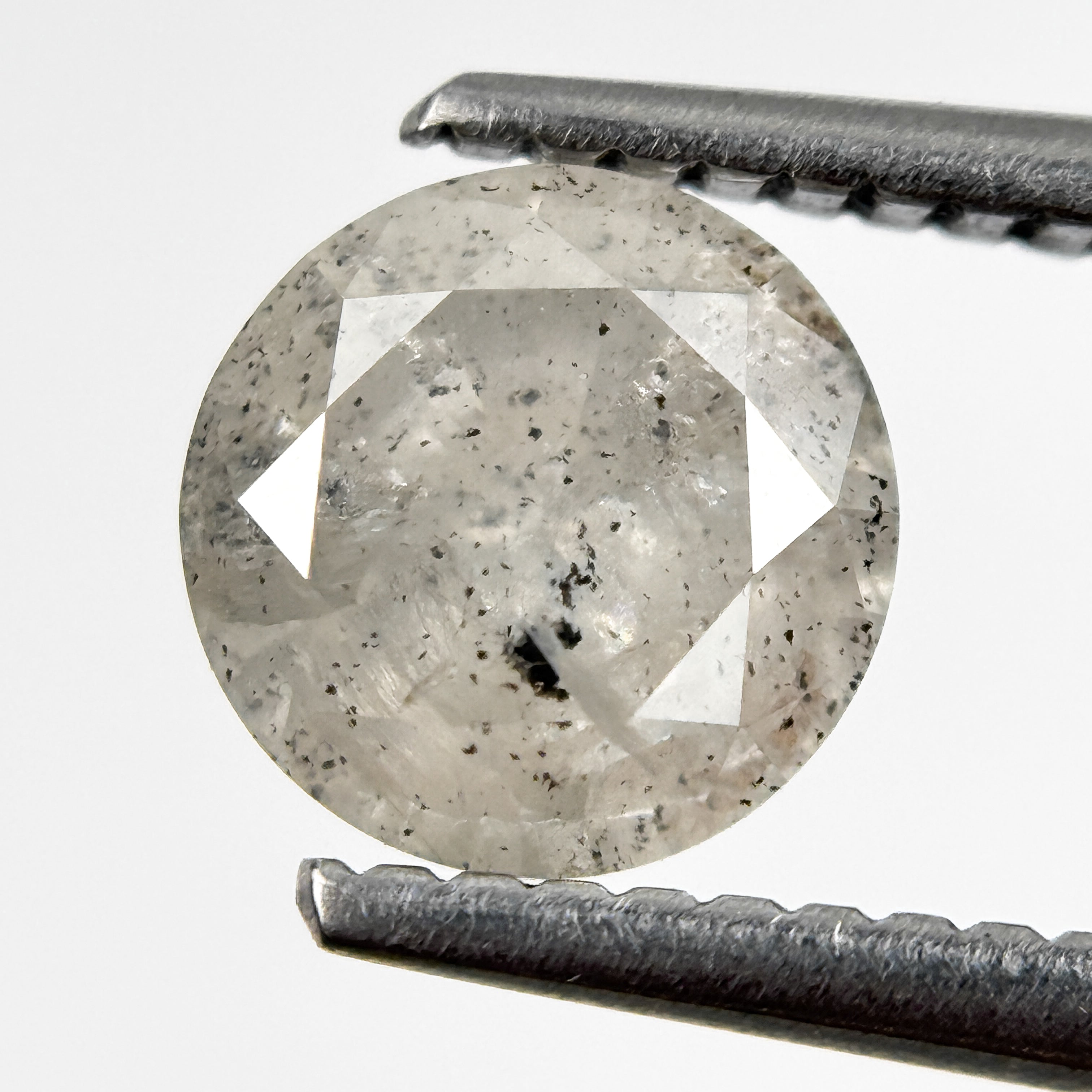 1.26 Ct Round Brilliant Cut White Natural Salt and Pepper Diamond