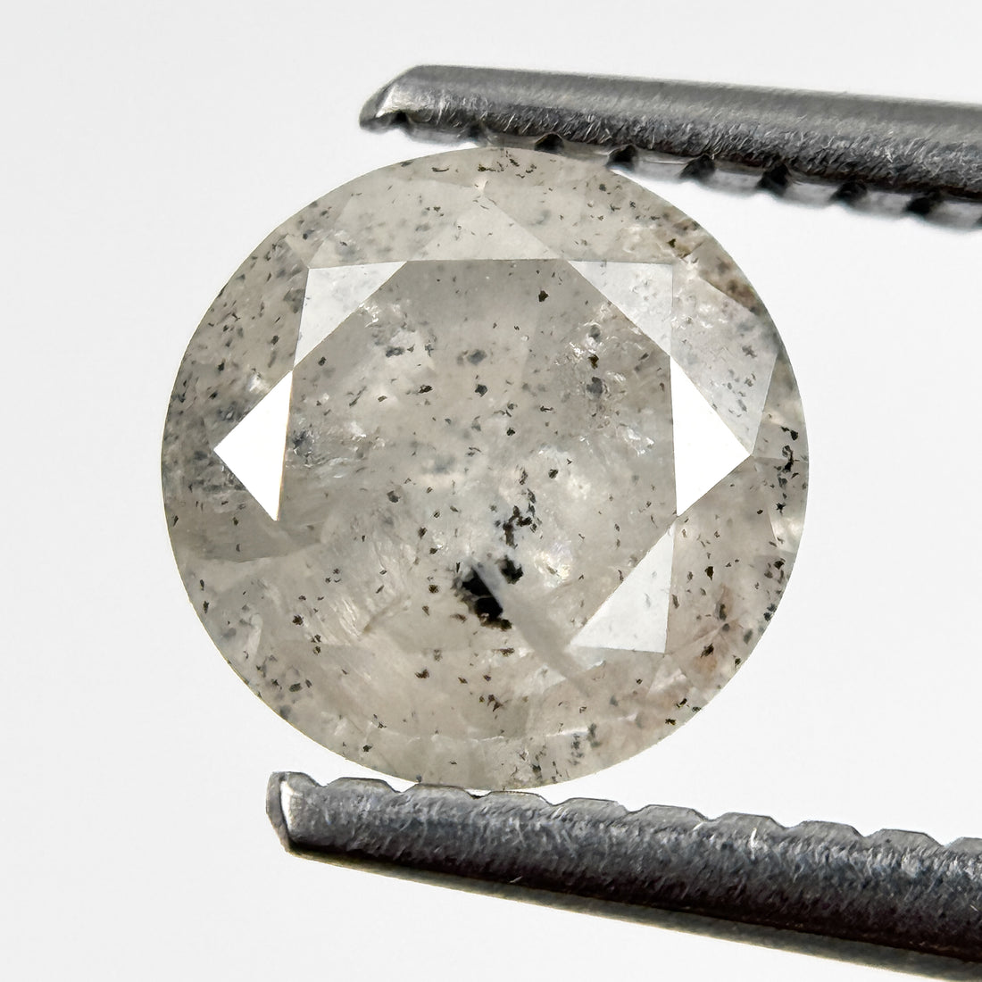 1.26 Ct Round Brilliant Cut White Natural Salt and Pepper Diamond