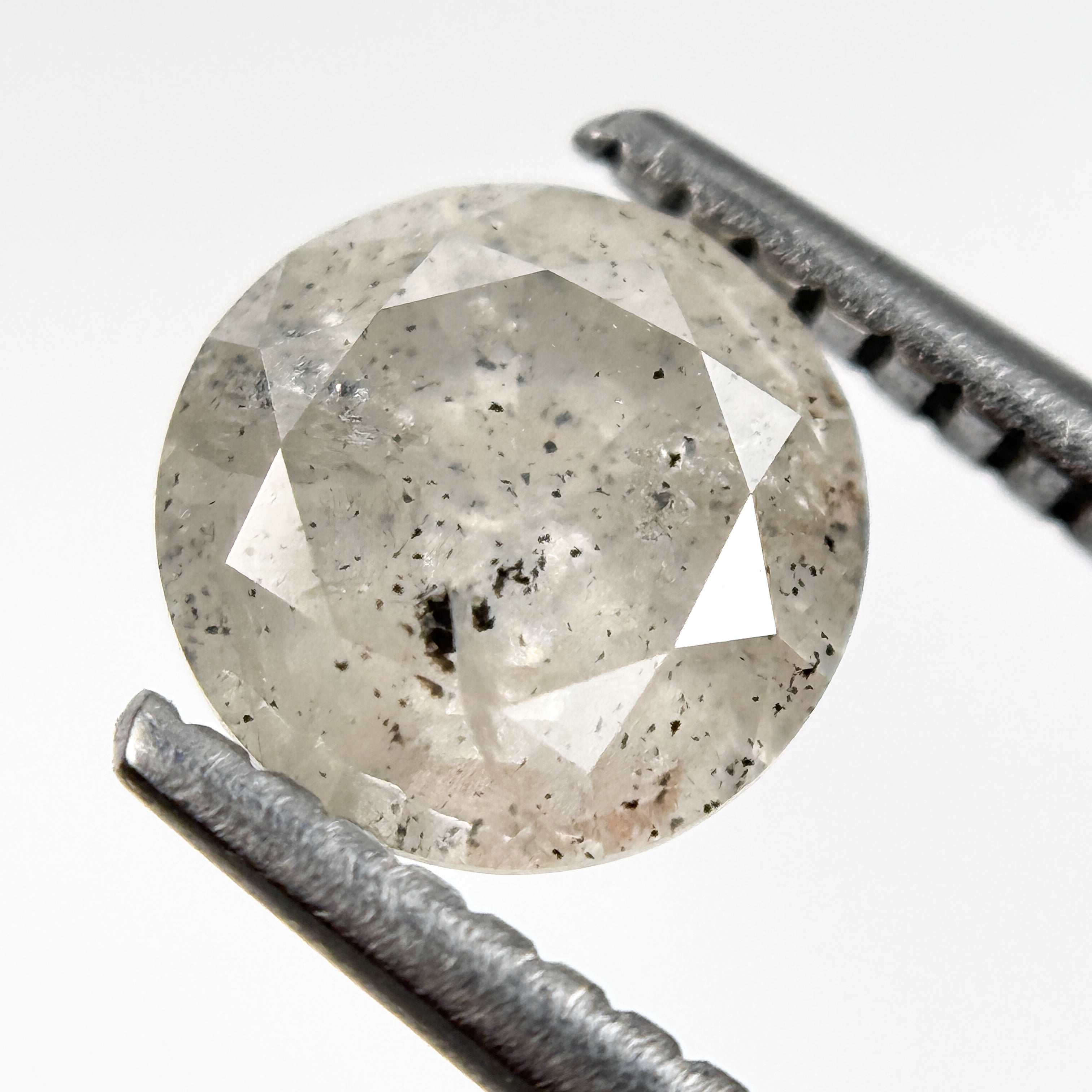 1.26 Ct Round Brilliant Cut White Natural Salt and Pepper Diamond