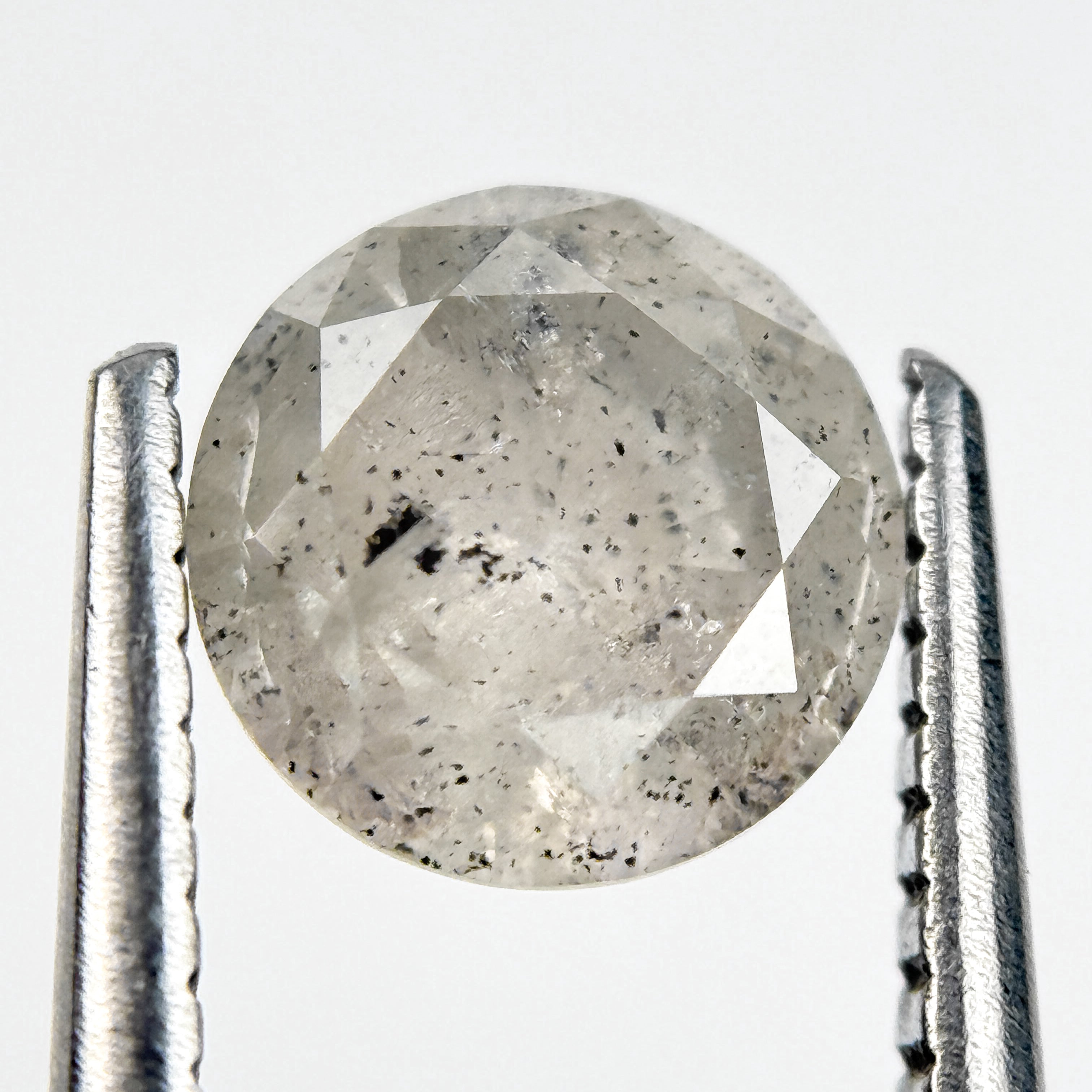 1.26 Ct Round Brilliant Cut White Natural Salt and Pepper Diamond