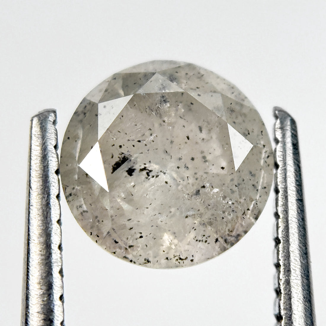 1.26 Ct Round Brilliant Cut White Natural Salt and Pepper Diamond