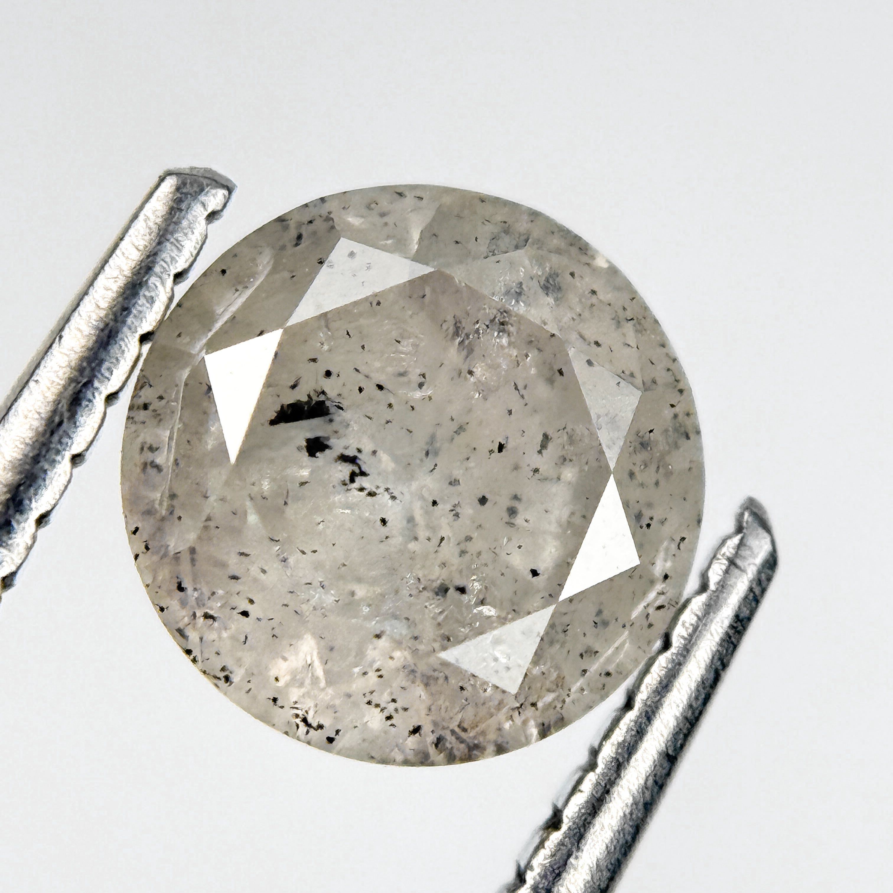 1.26 Ct Round Brilliant Cut White Natural Salt and Pepper Diamond