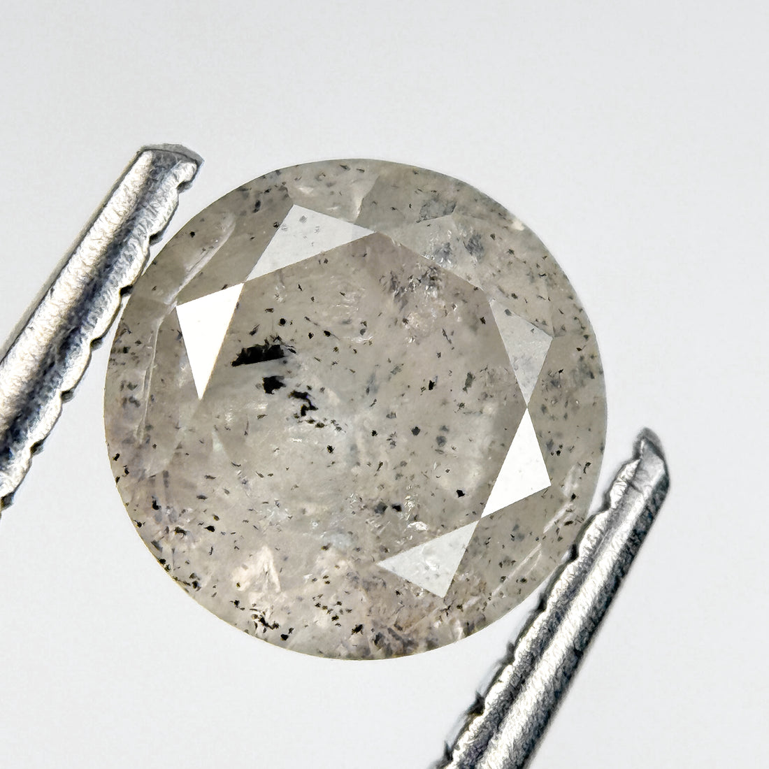 1.26 Ct Round Brilliant Cut White Natural Salt and Pepper Diamond