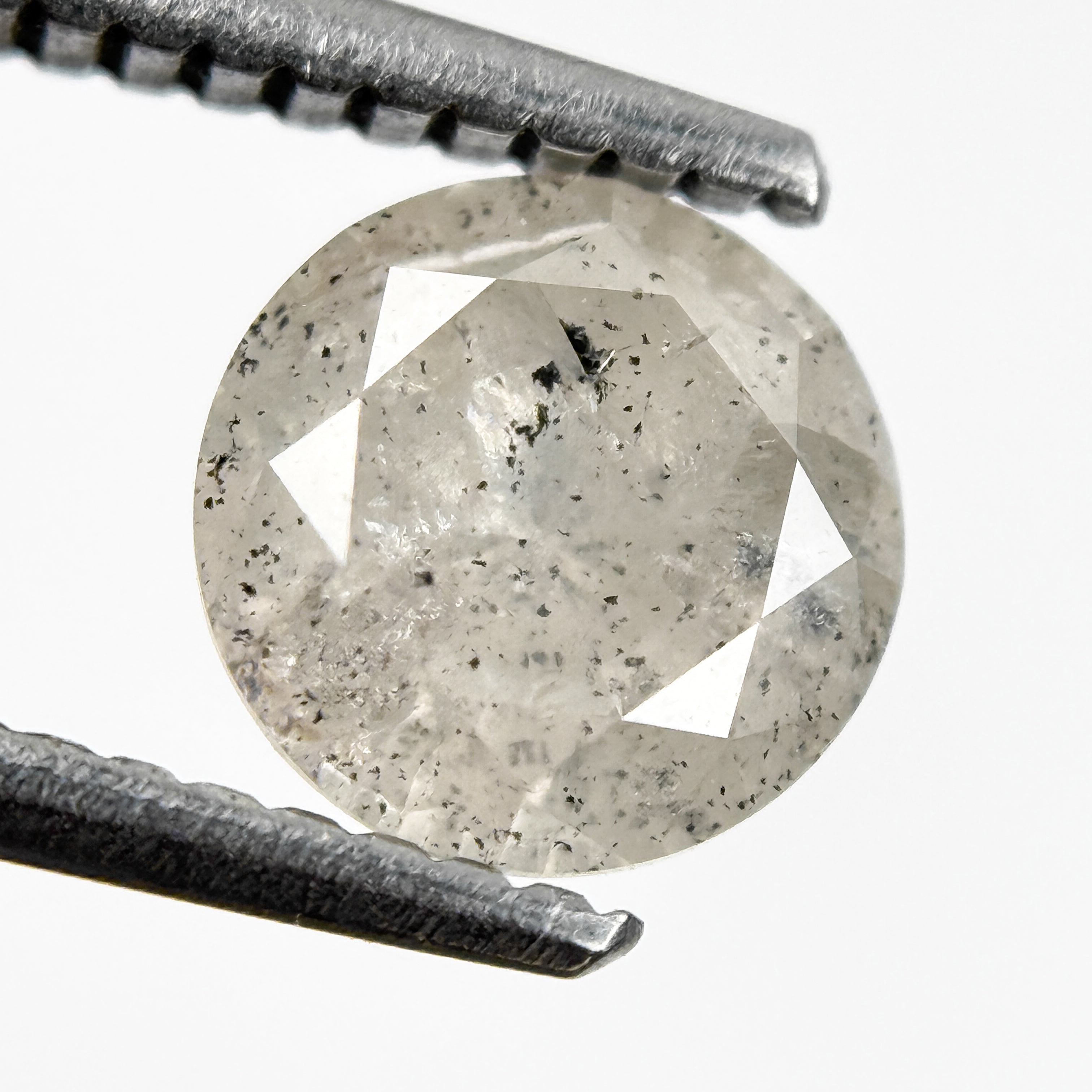 1.26 Ct Round Brilliant Cut White Natural Salt and Pepper Diamond
