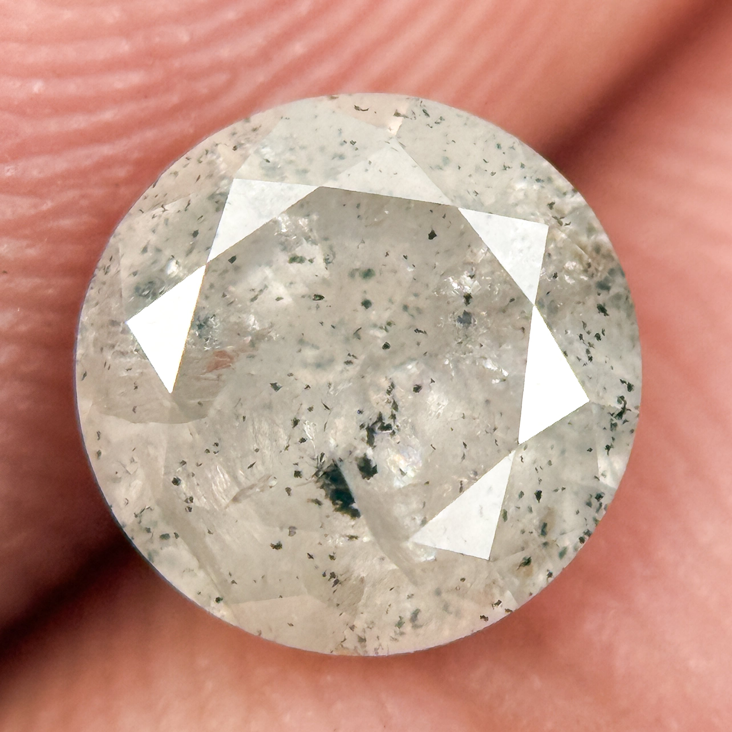 1.26 Ct Round Brilliant Cut White Natural Salt and Pepper Diamond