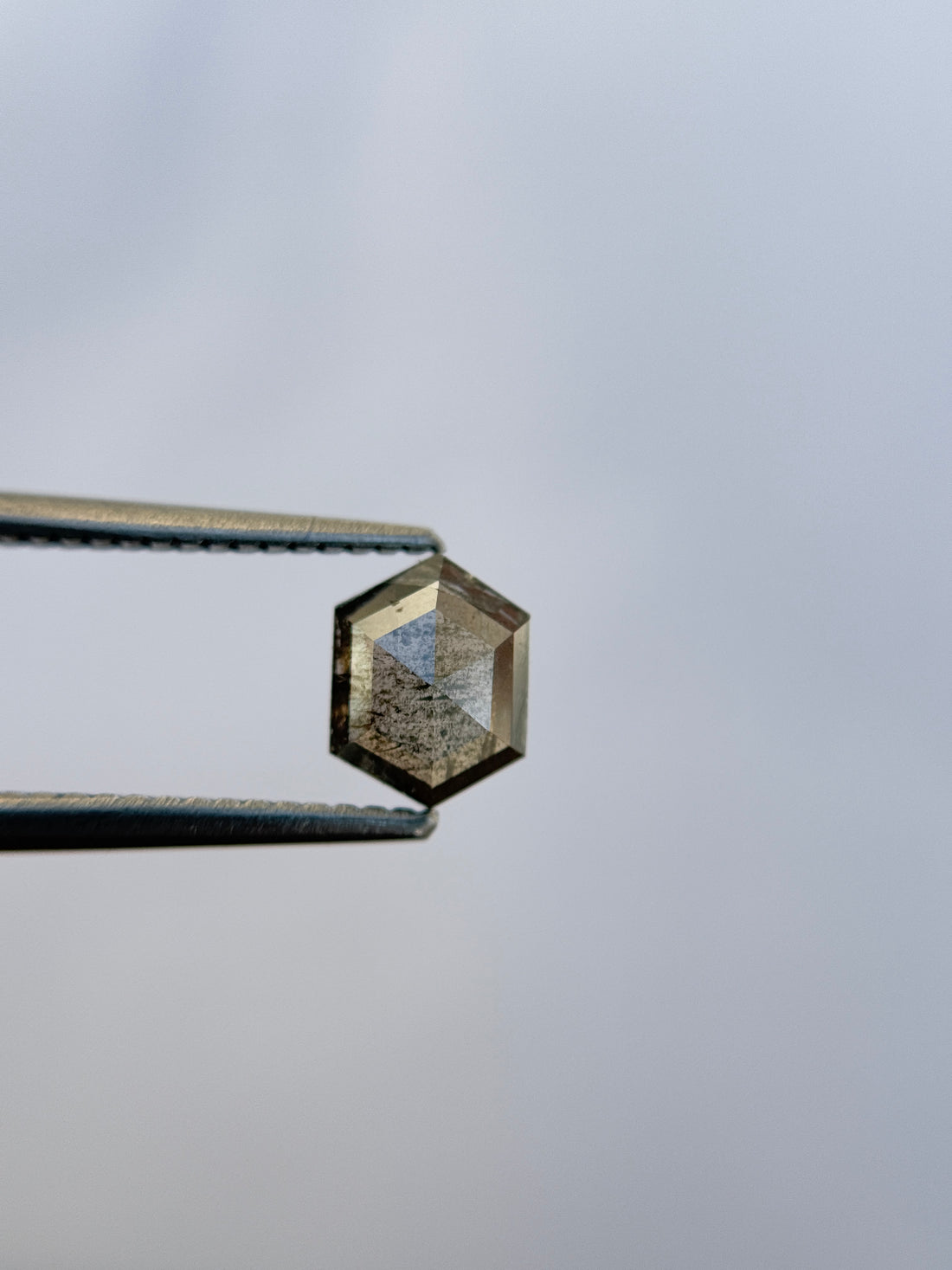 0.83 Ct Hexagon Rose Cut Grey Natural Salt and Pepper Diamond