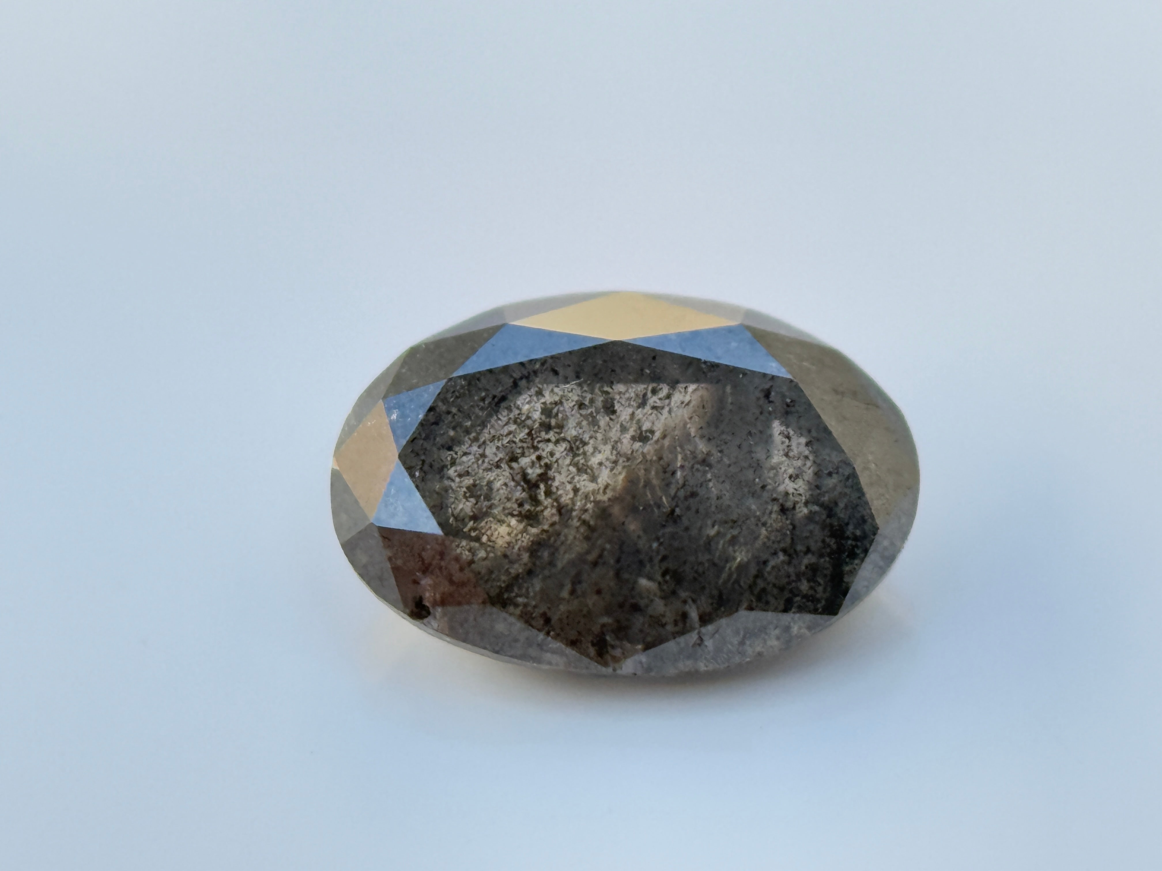 0.73 Ct Oval Rose Cut Grey Natural Salt and Pepper Diamond
