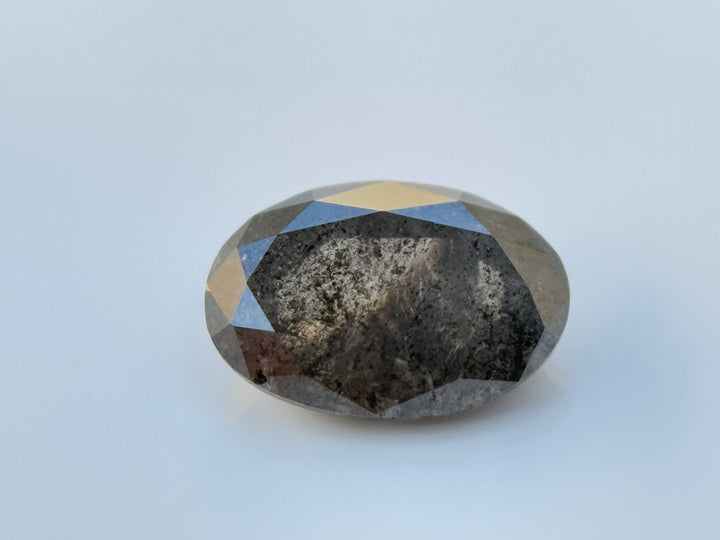 0.73 Ct Oval Rose Cut Grey Natural Salt and Pepper Diamond