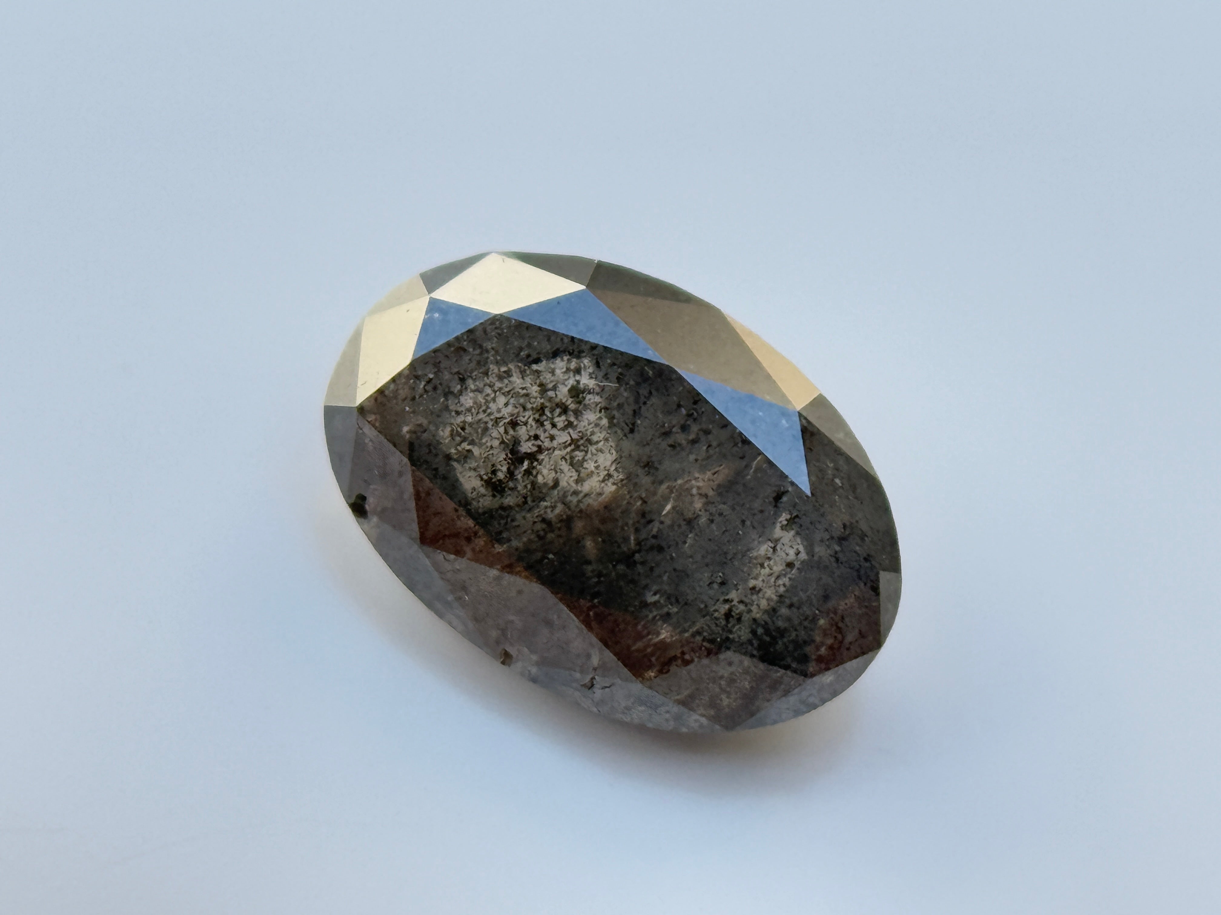 0.73 Ct Oval Rose Cut Grey Natural Salt and Pepper Diamond