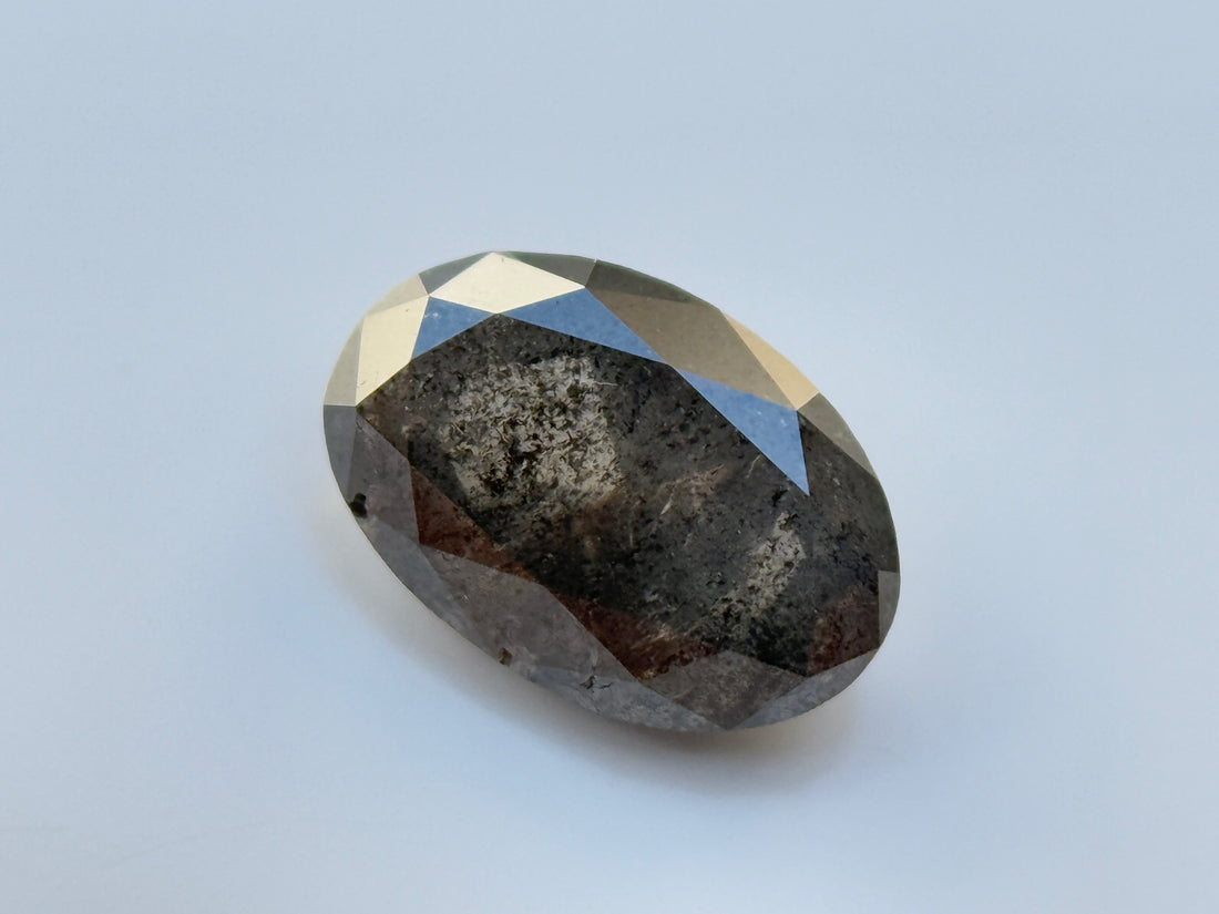 0.73 Ct Oval Rose Cut Grey Natural Salt and Pepper Diamond