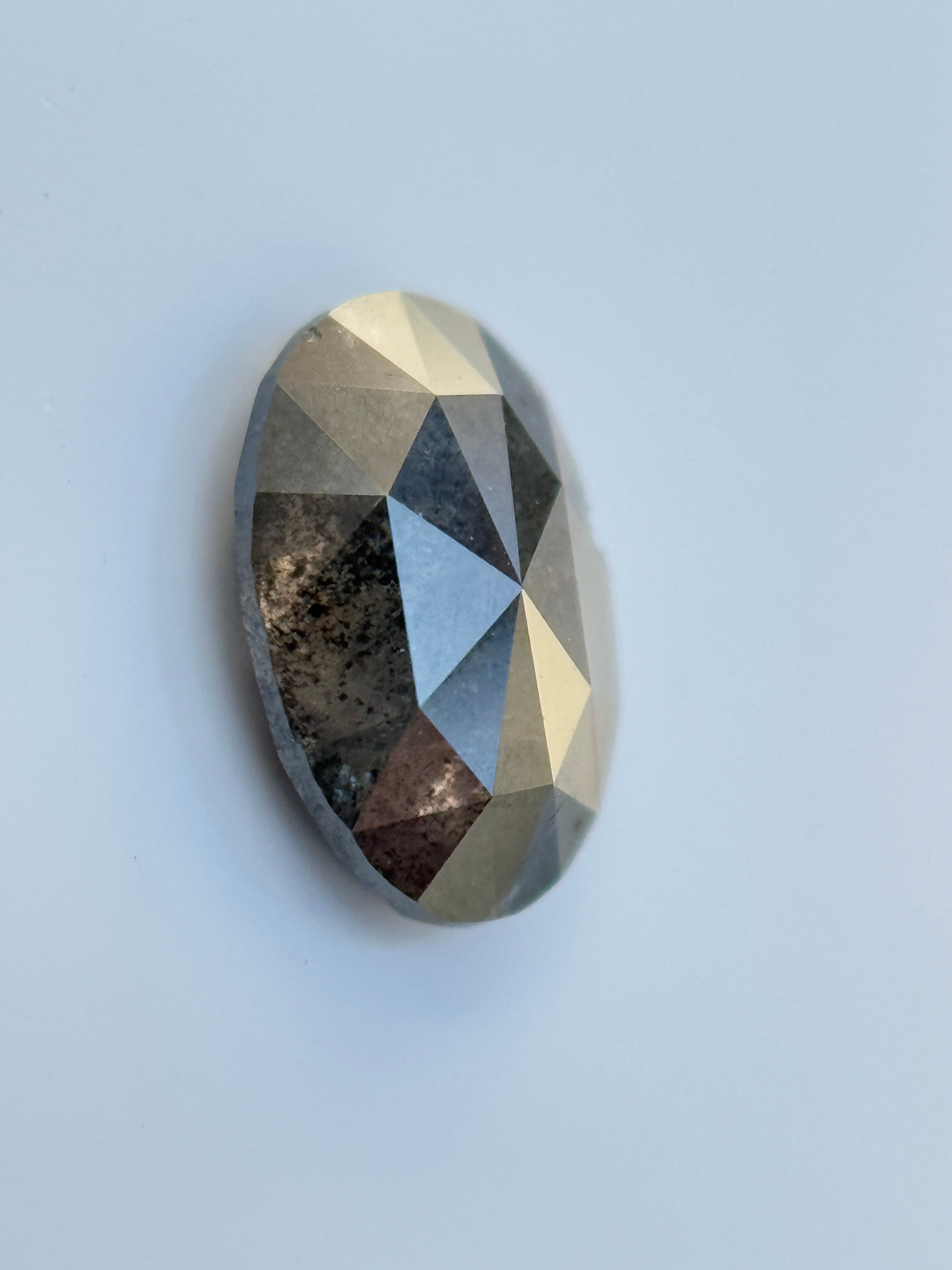 0.73 Ct Oval Rose Cut Grey Natural Salt and Pepper Diamond