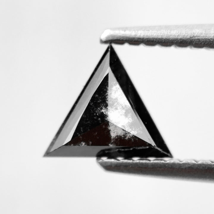 0.60 Ct Triangle Rose Cut Black Natural Salt and Pepper Diamond