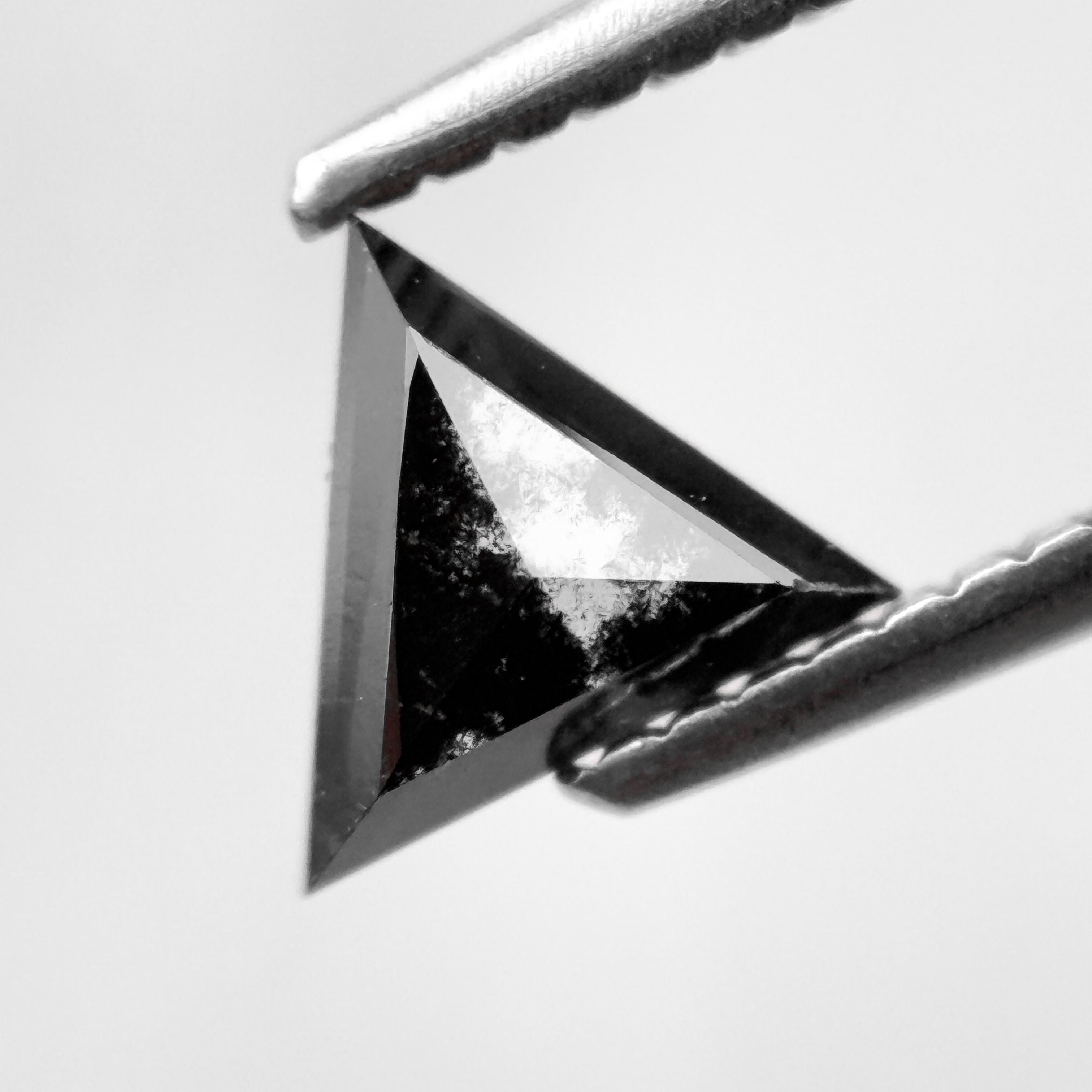 0.60 Ct Triangle Rose Cut Black Natural Salt and Pepper Diamond