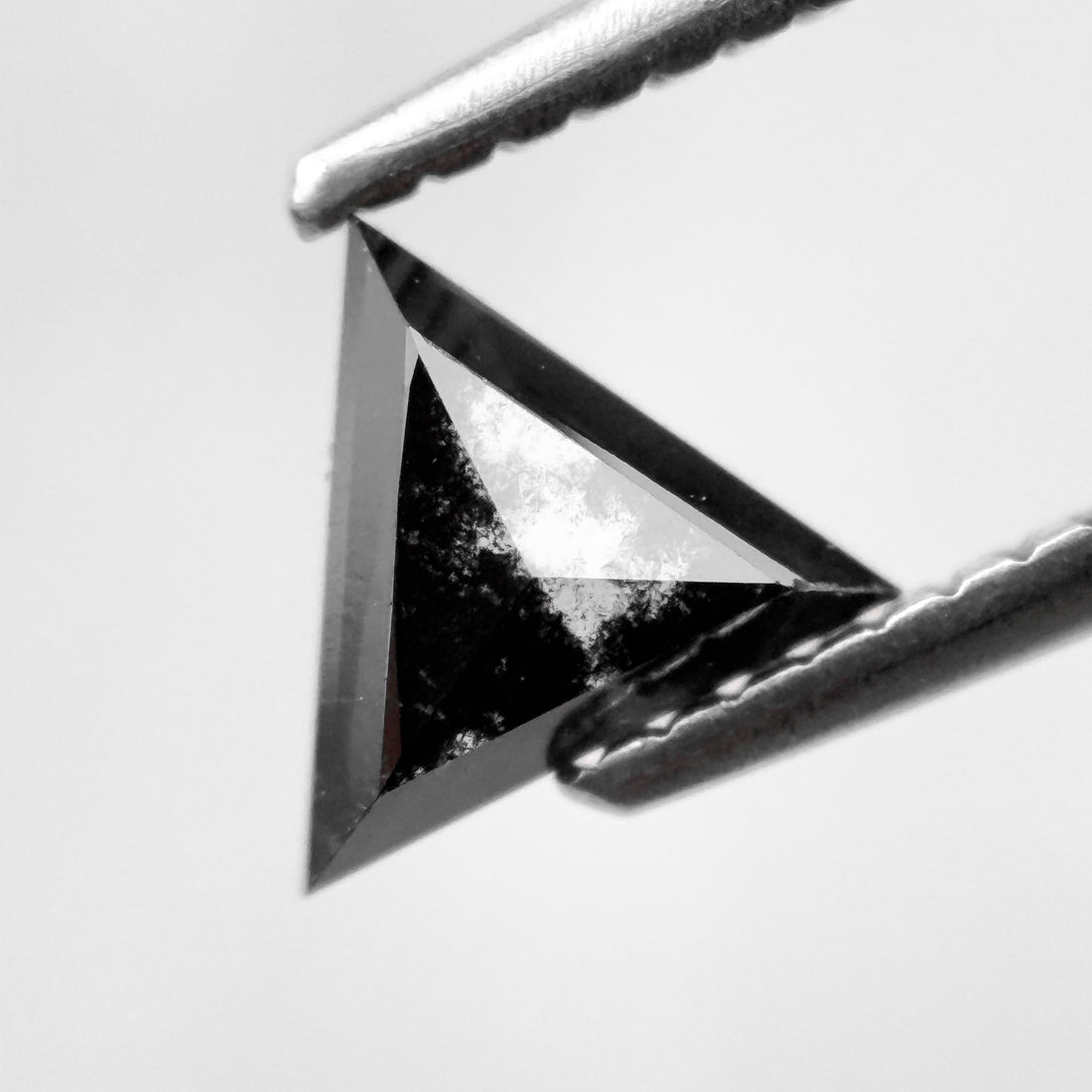 0.60 Ct Triangle Rose Cut Black Natural Salt and Pepper Diamond