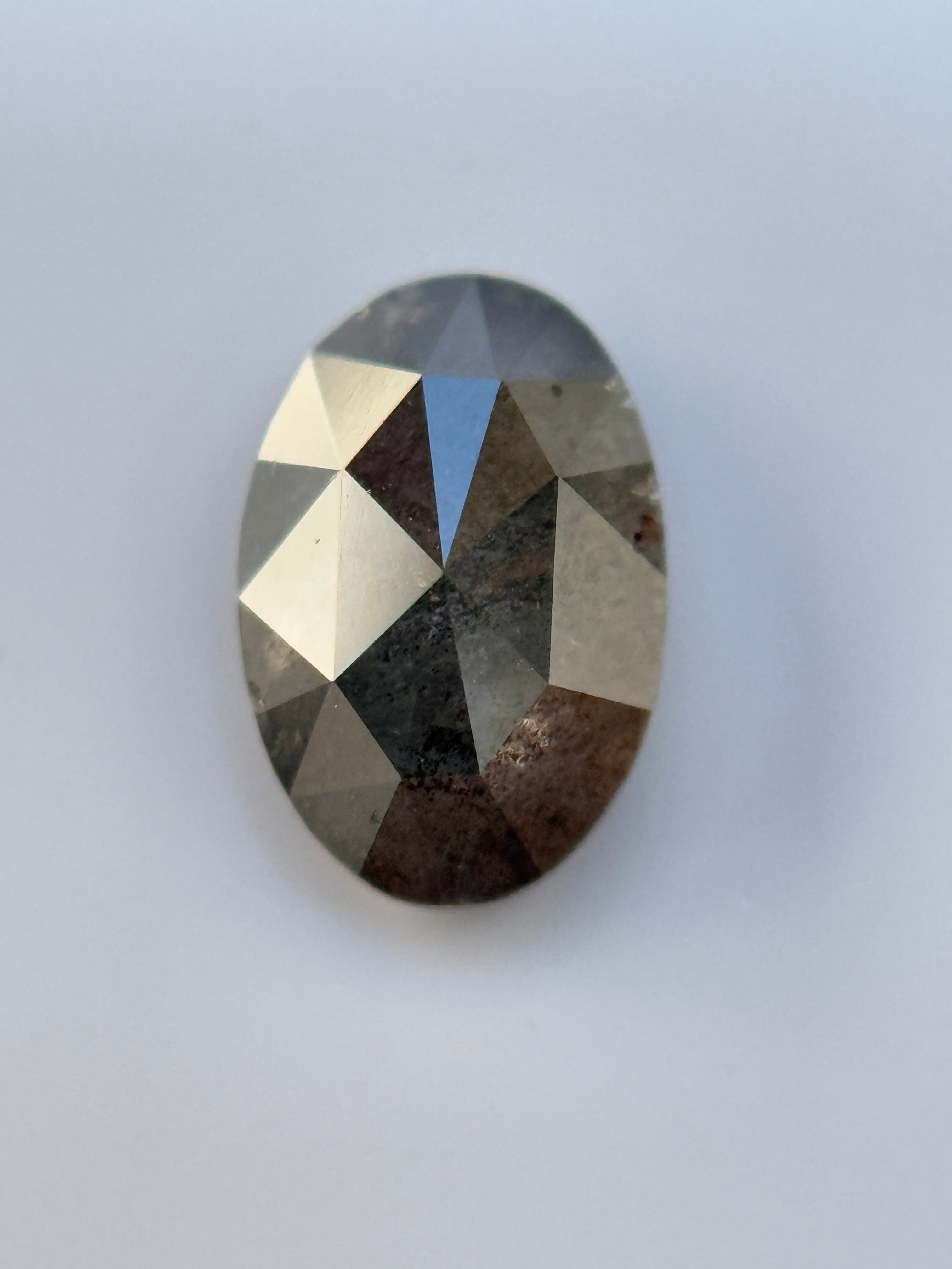 0.73 Ct Oval Rose Cut Grey Natural Salt and Pepper Diamond