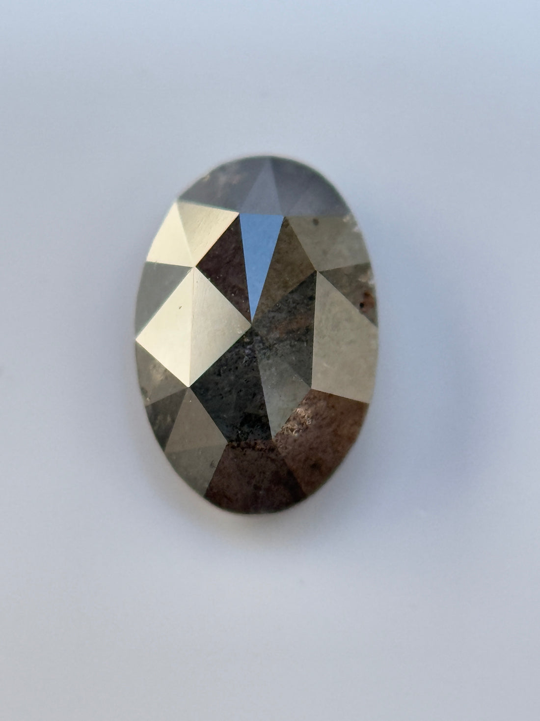 0.73 Ct Oval Rose Cut Grey Natural Salt and Pepper Diamond