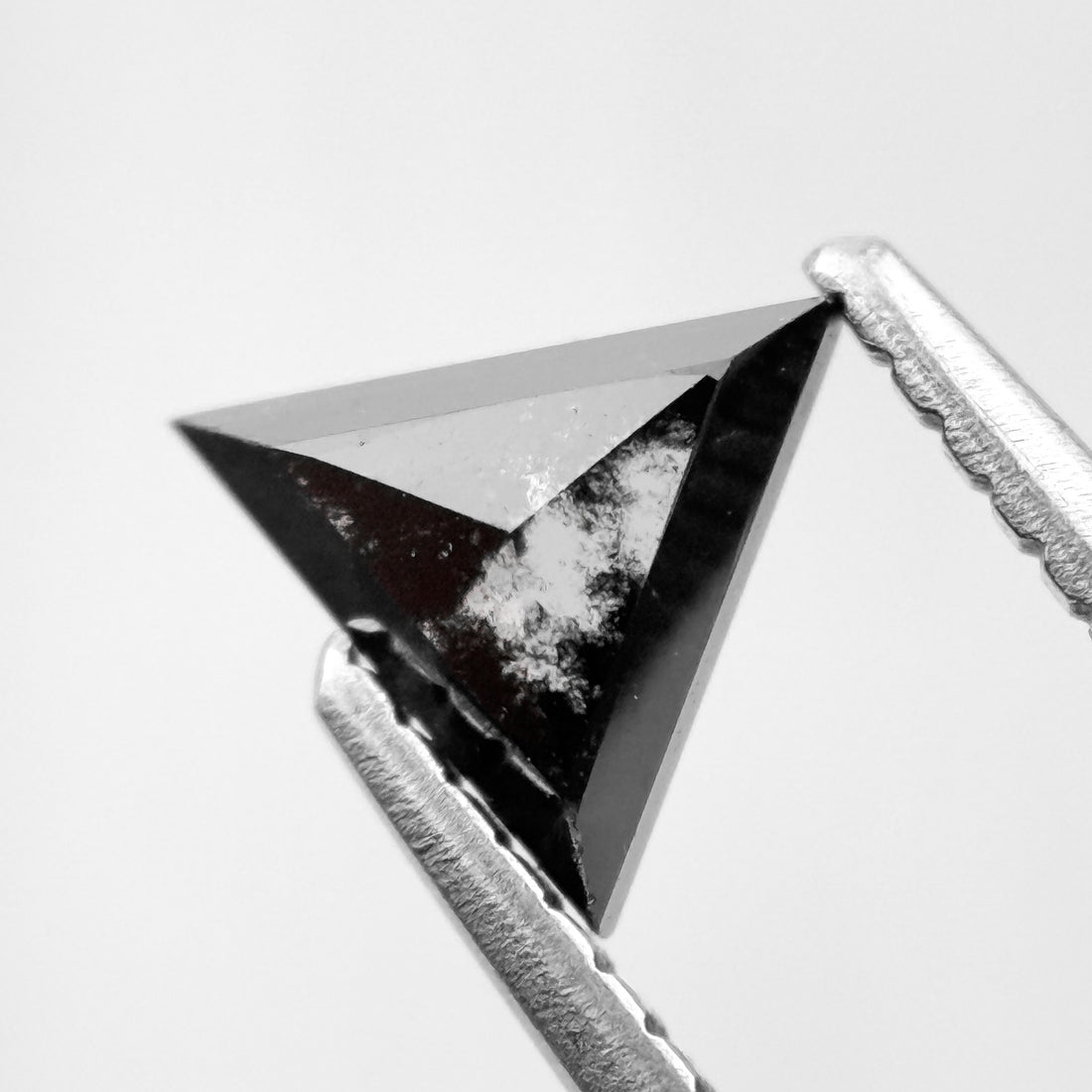 0.60 Ct Triangle Rose Cut Black Natural Salt and Pepper Diamond