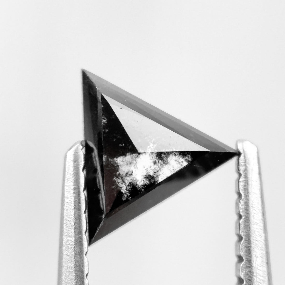 0.60 Ct Triangle Rose Cut Black Natural Salt and Pepper Diamond