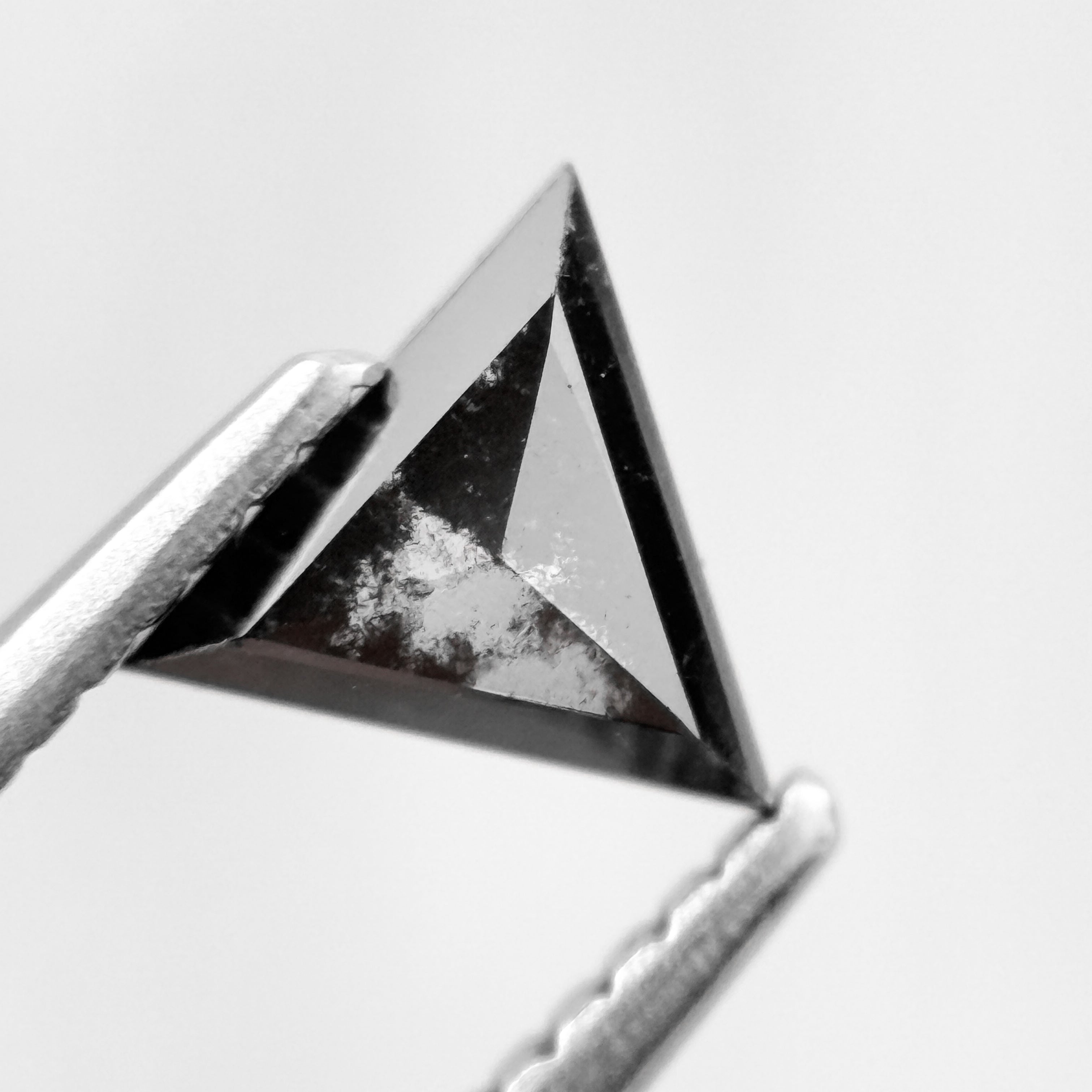 0.60 Ct Triangle Rose Cut Black Natural Salt and Pepper Diamond