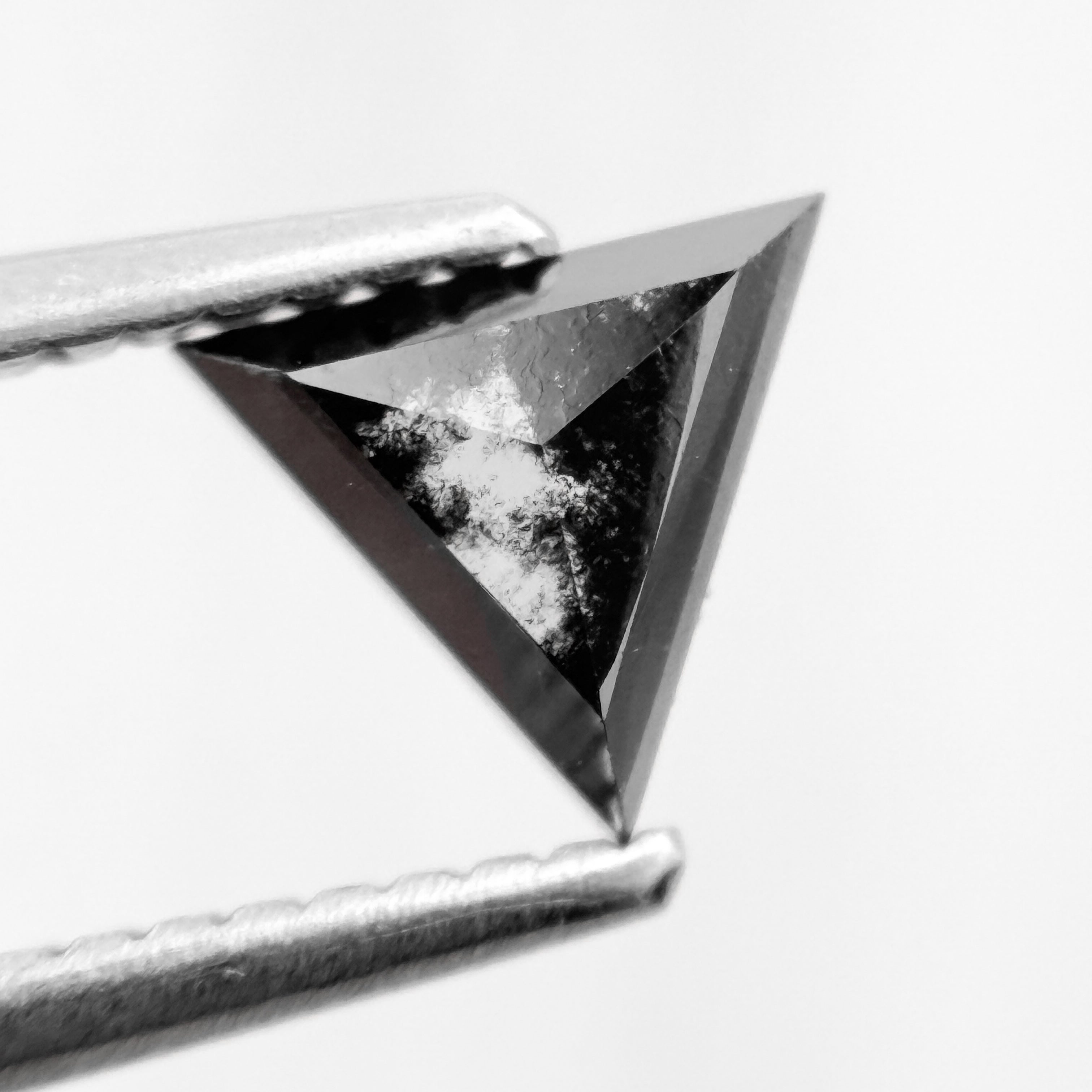 0.60 Ct Triangle Rose Cut Black Natural Salt and Pepper Diamond