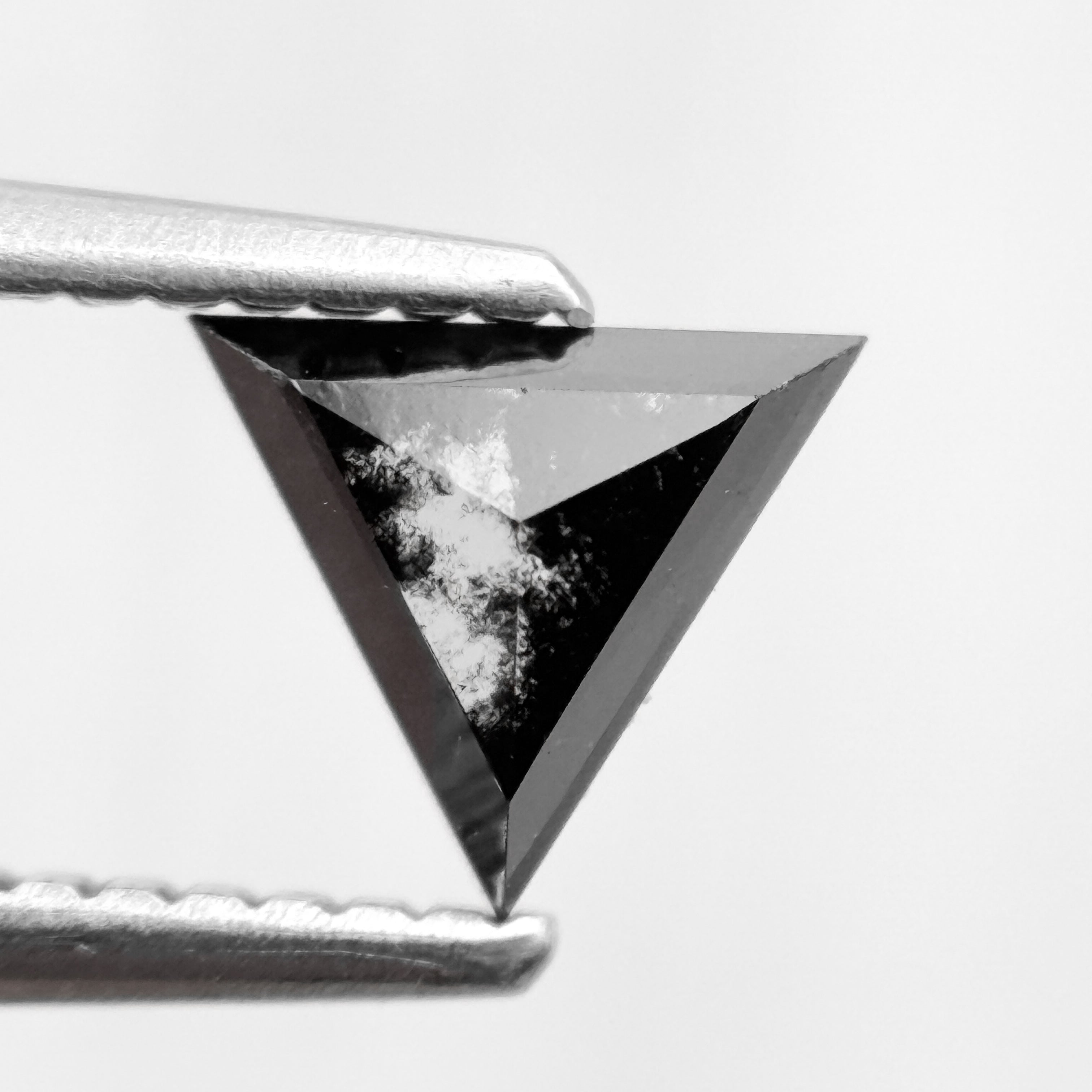 0.60 Ct Triangle Rose Cut Black Natural Salt and Pepper Diamond