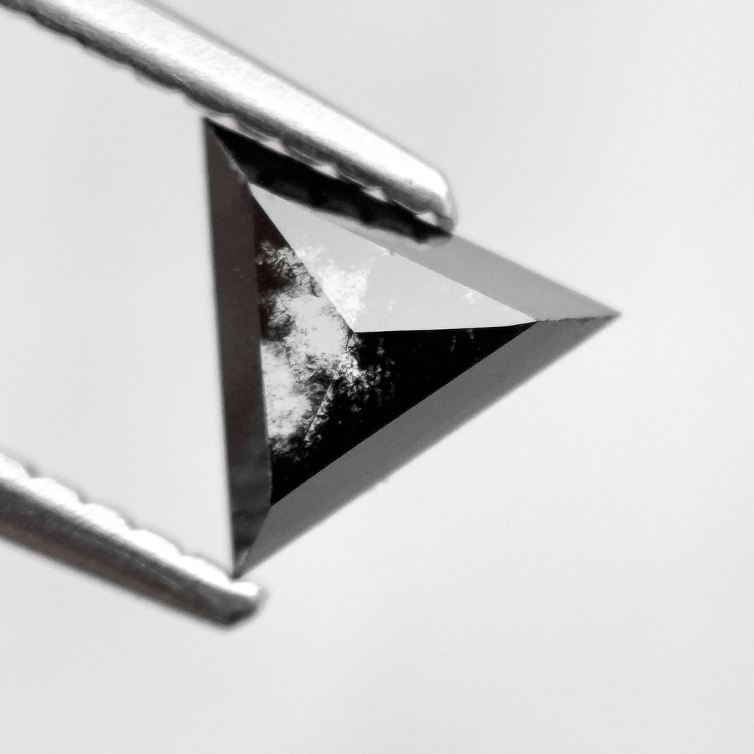 0.60 Ct Triangle Rose Cut Black Natural Salt and Pepper Diamond