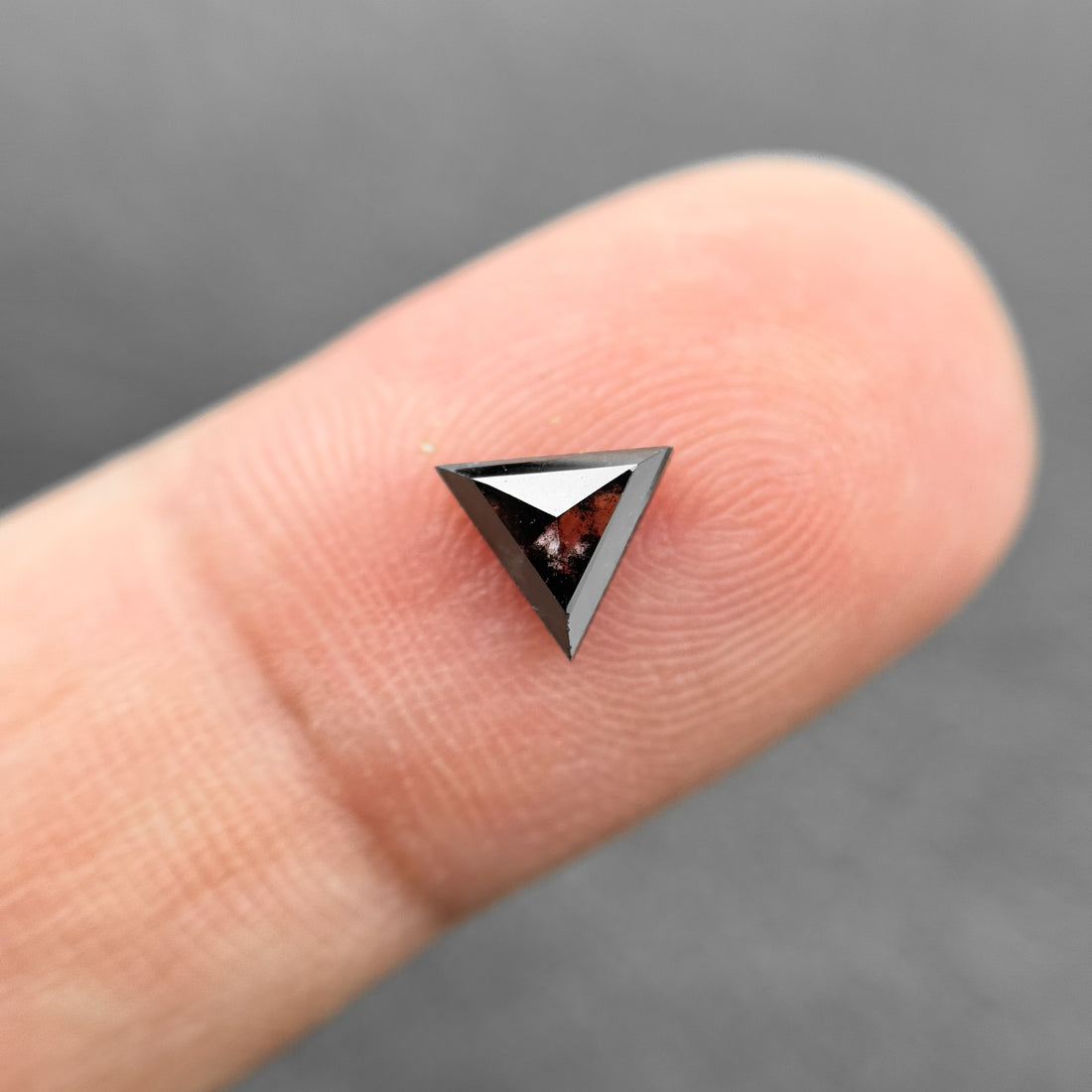 0.60 Ct Triangle Rose Cut Black Natural Salt and Pepper Diamond