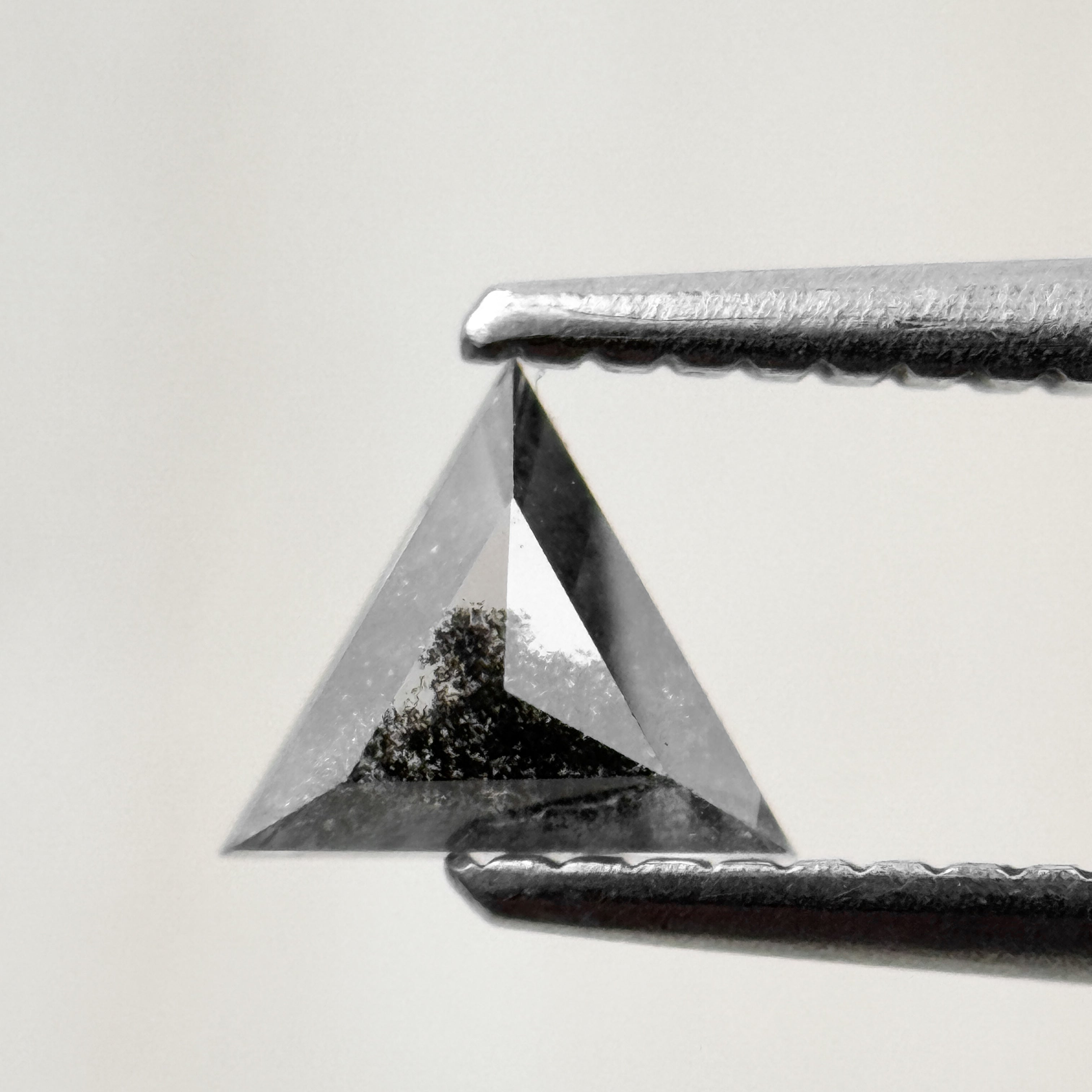 0.43 Ct Triangle Rose Cut Black Natural Salt and Pepper Diamond