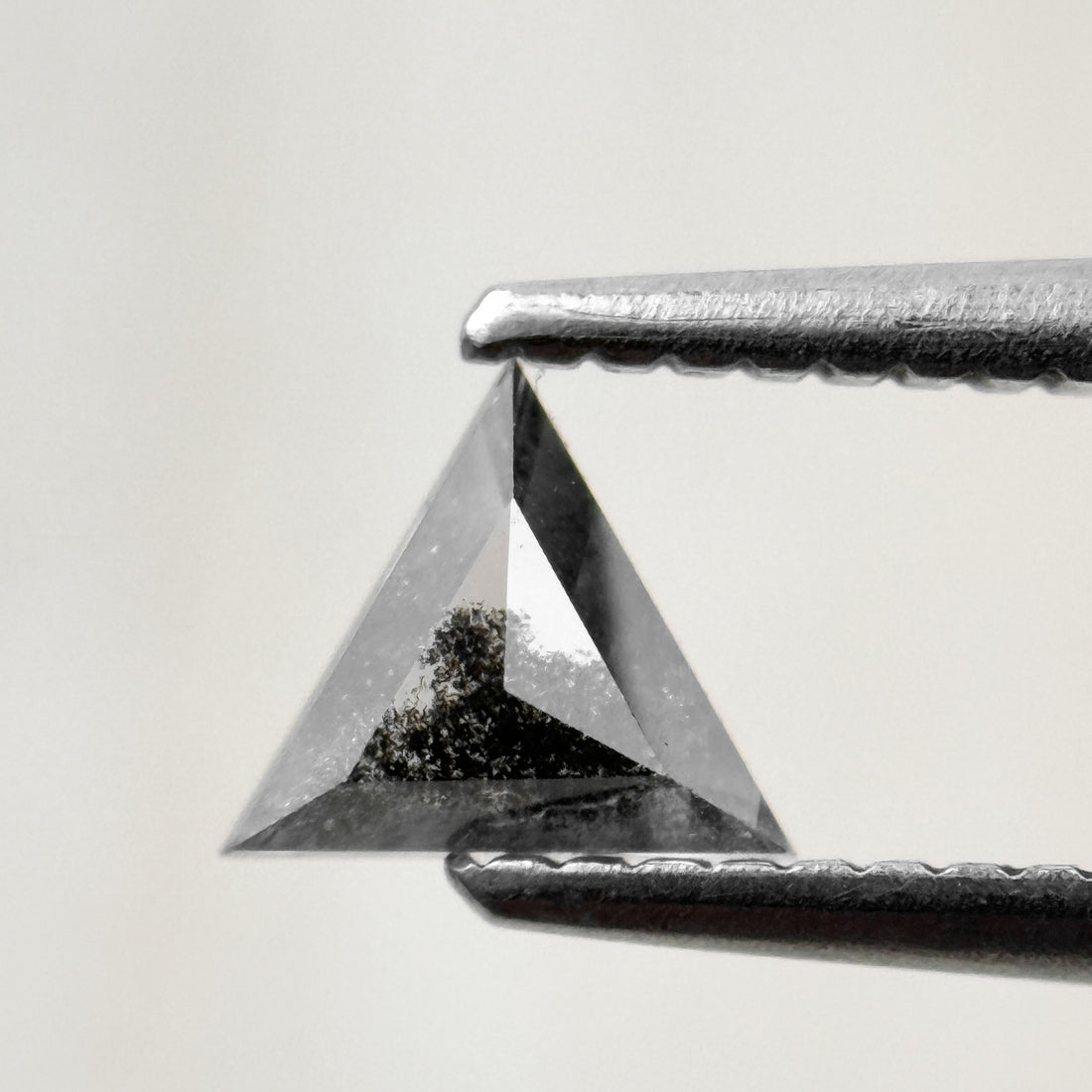 0.43 Ct Triangle Rose Cut Black Natural Salt and Pepper Diamond