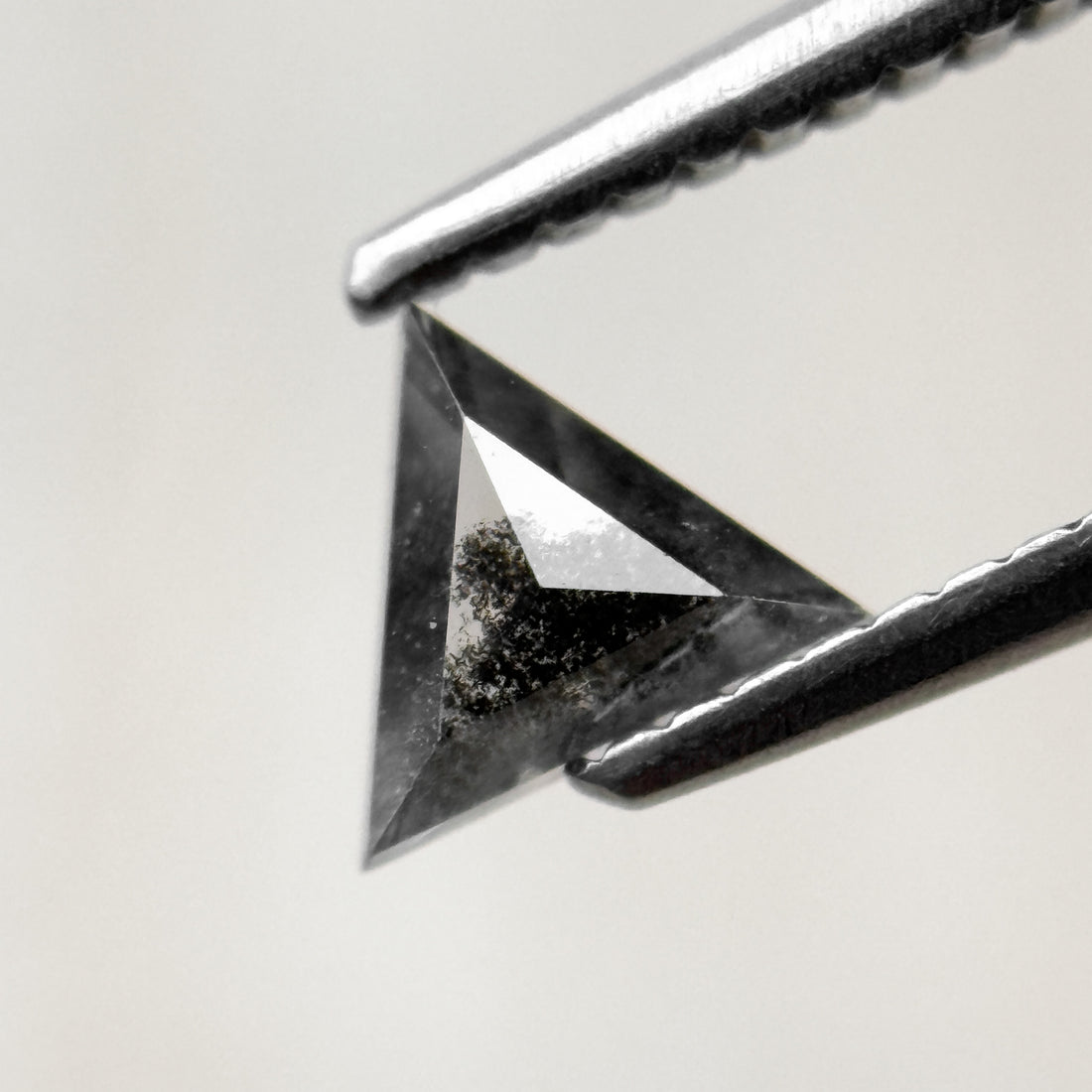0.43 Ct Triangle Rose Cut Black Natural Salt and Pepper Diamond