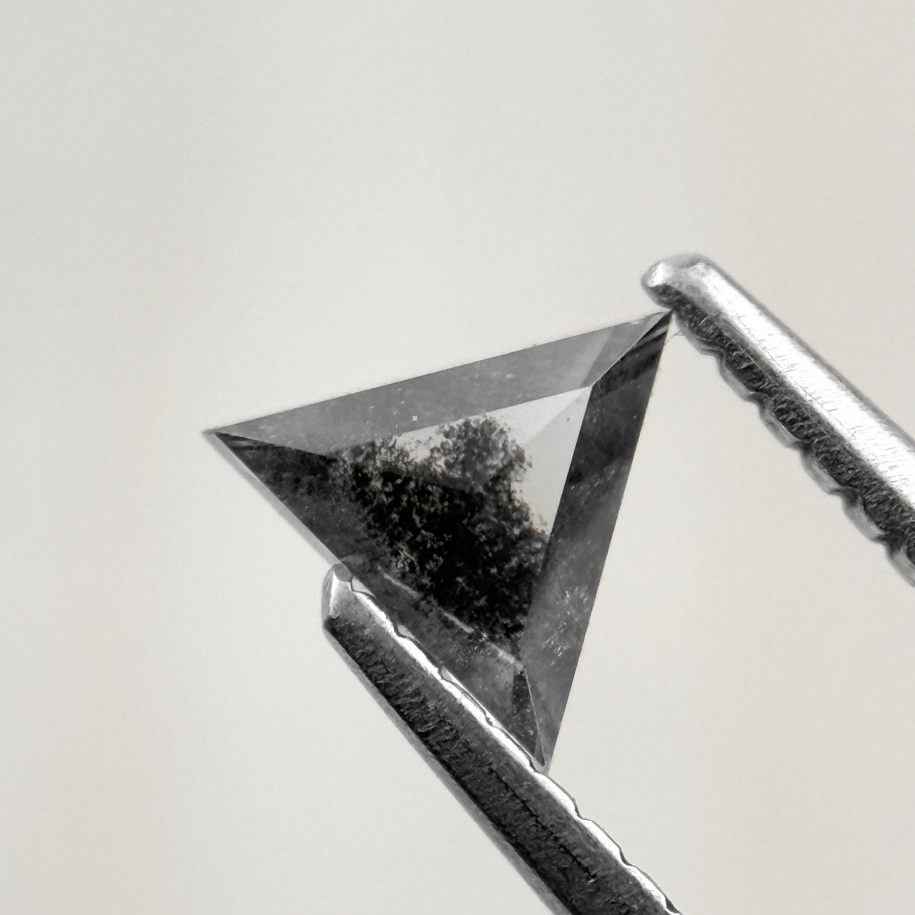 0.43 Ct Triangle Rose Cut Black Natural Salt and Pepper Diamond
