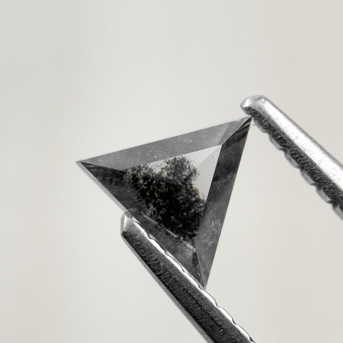 0.43 Ct Triangle Rose Cut Black Natural Salt and Pepper Diamond