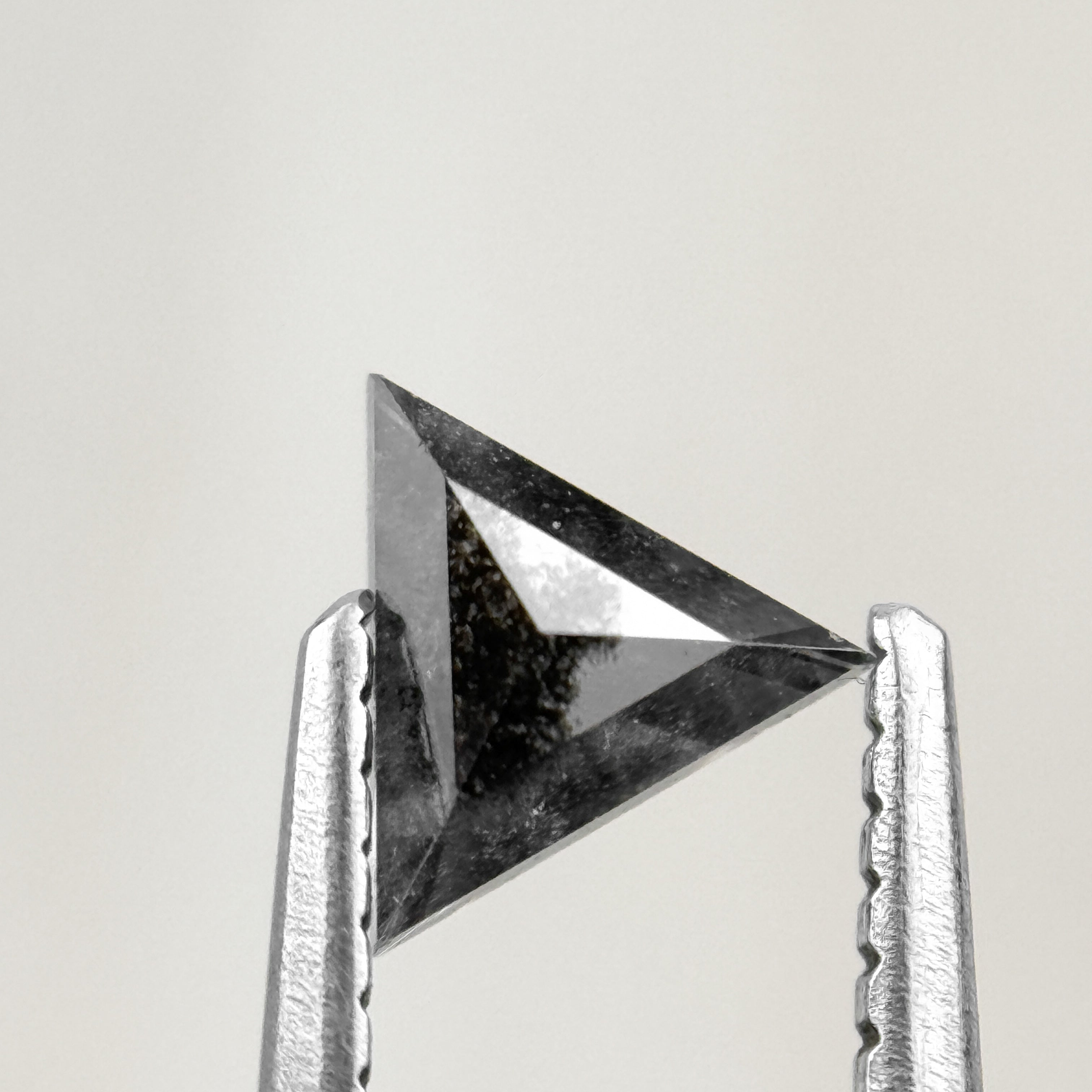 0.43 Ct Triangle Rose Cut Black Natural Salt and Pepper Diamond