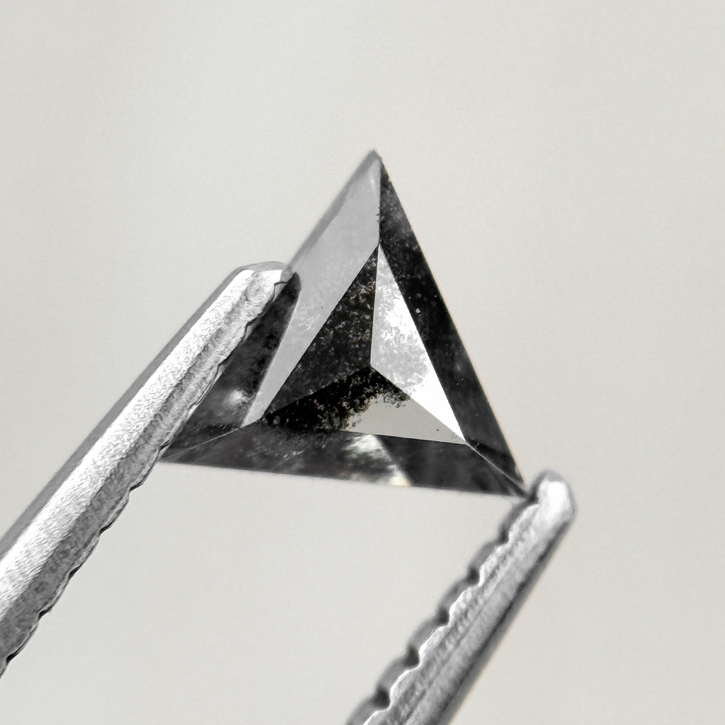 0.43 Ct Triangle Rose Cut Black Natural Salt and Pepper Diamond